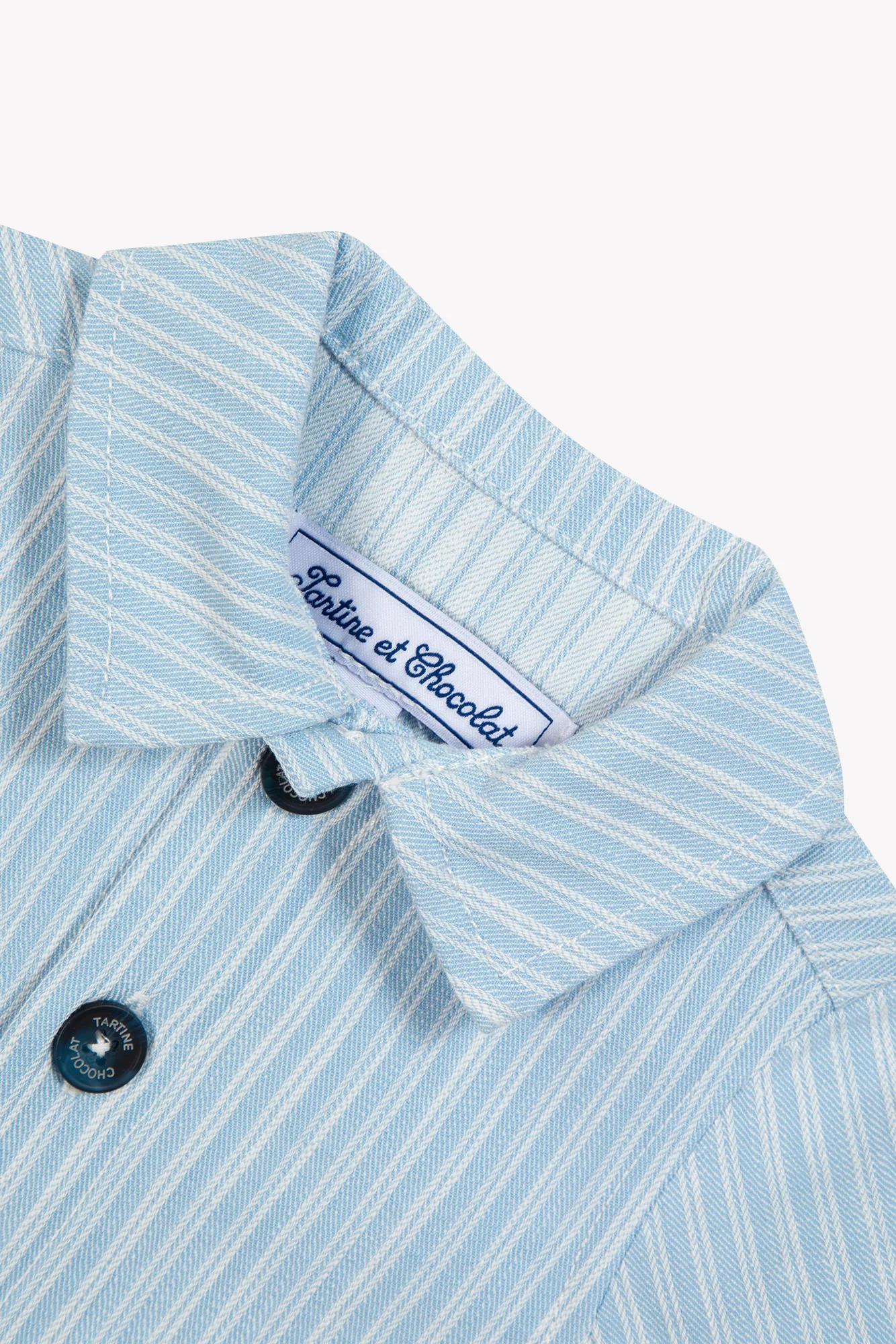 Veste - Bleu nuage coton rayures - Image 6