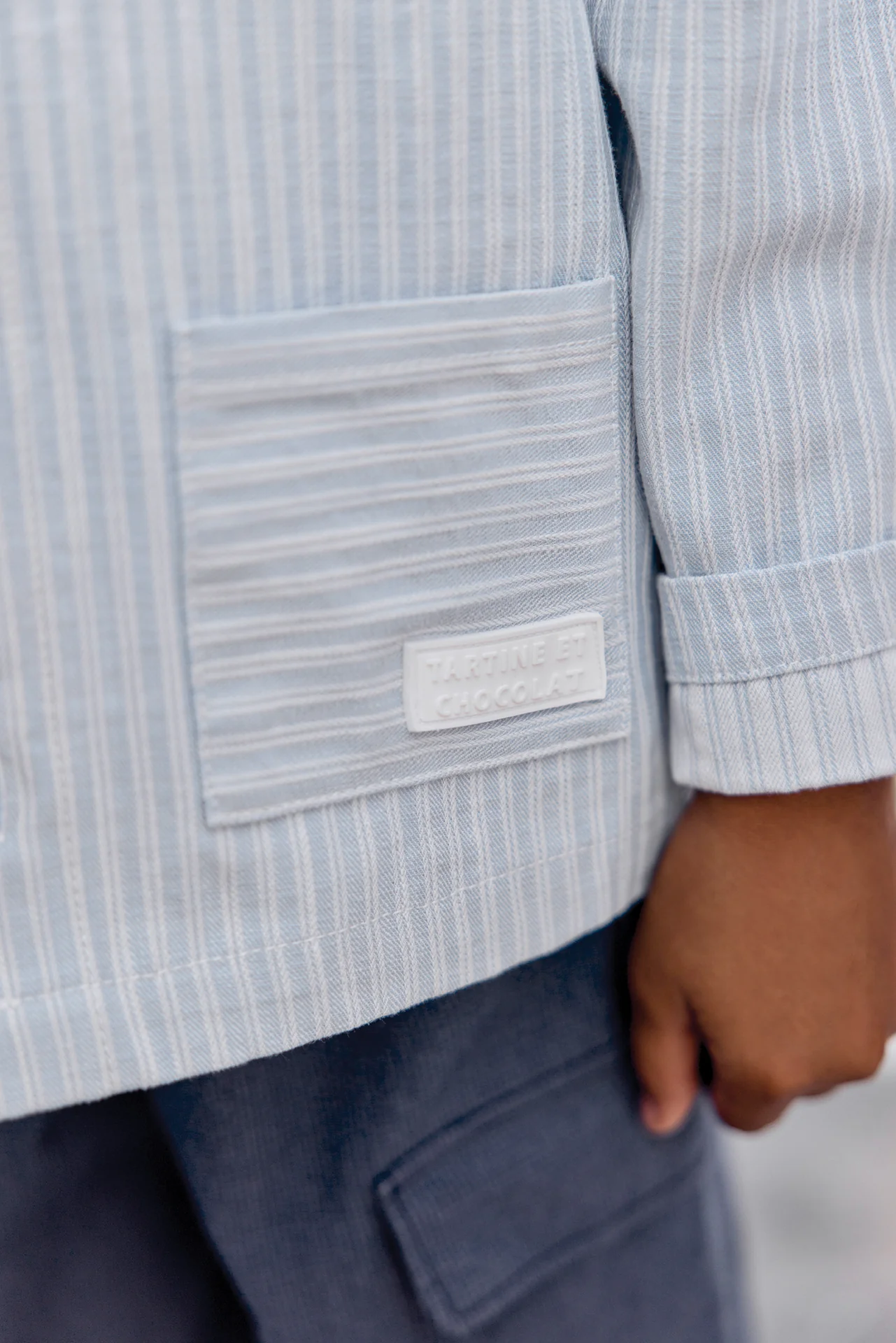 Veste - Bleu nuage rayures coton - Image 3