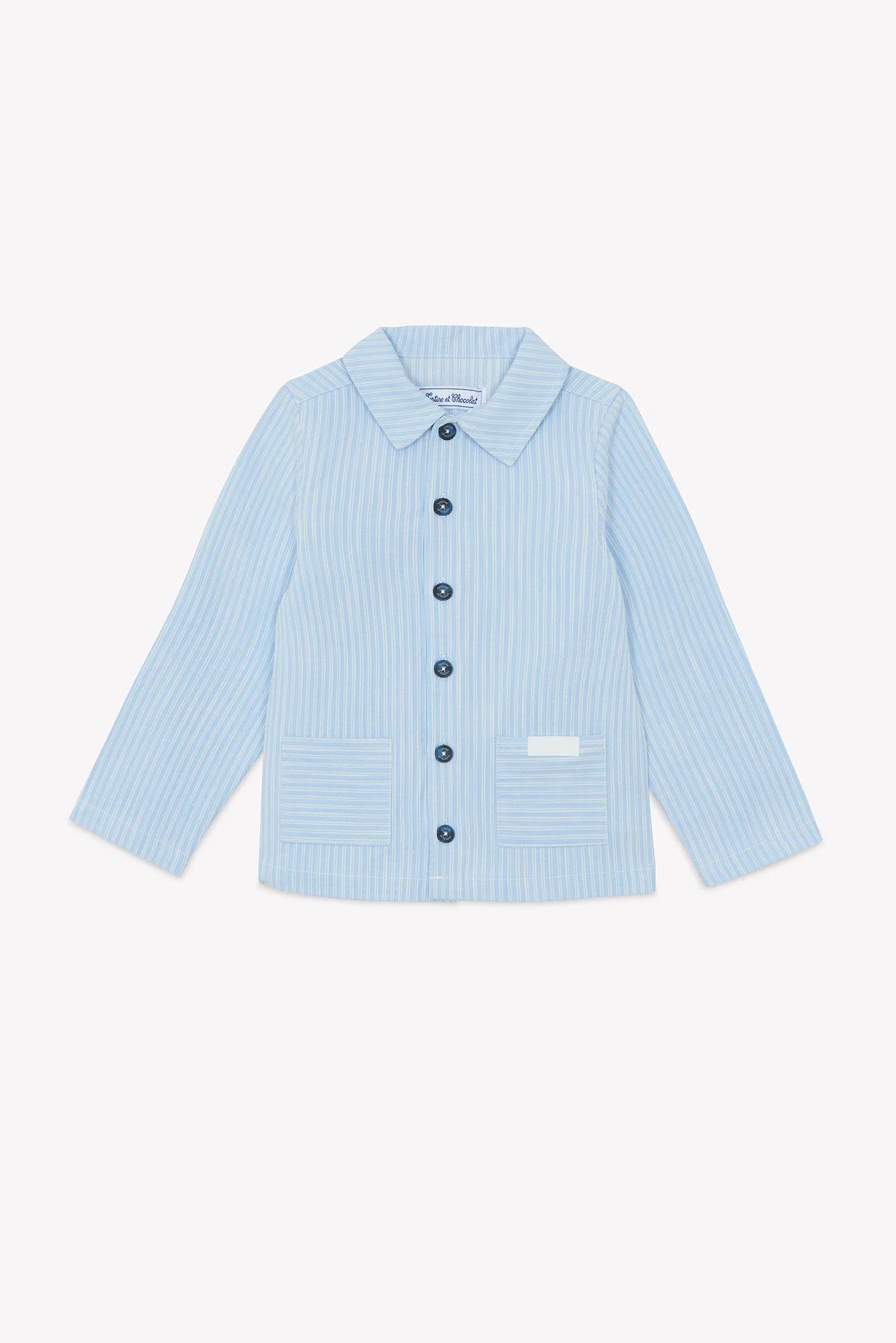 Veste - Bleu nuage rayures coton - Image 4