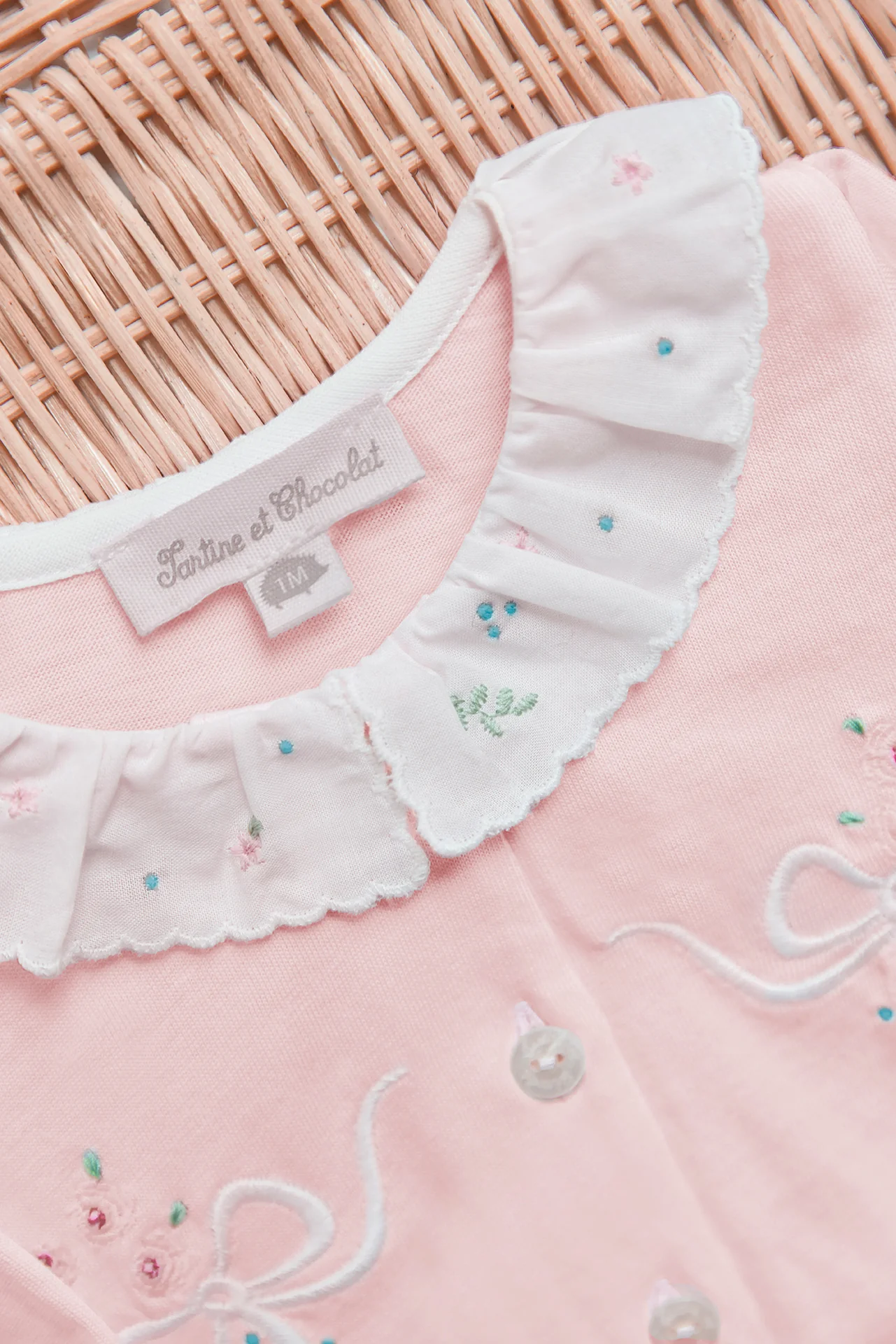 Pyjama - Rose pâle coton motif ruban - Image 2