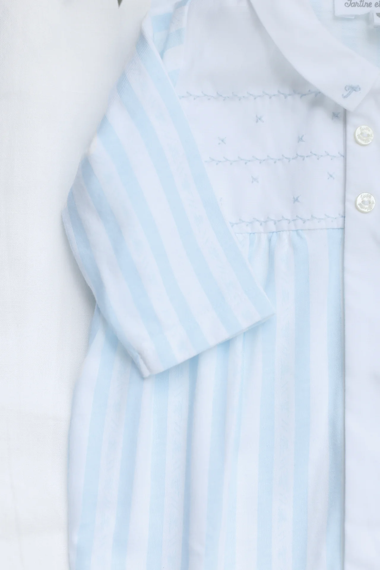 Pyjama - Bleu ciel coton rayures - Image 3