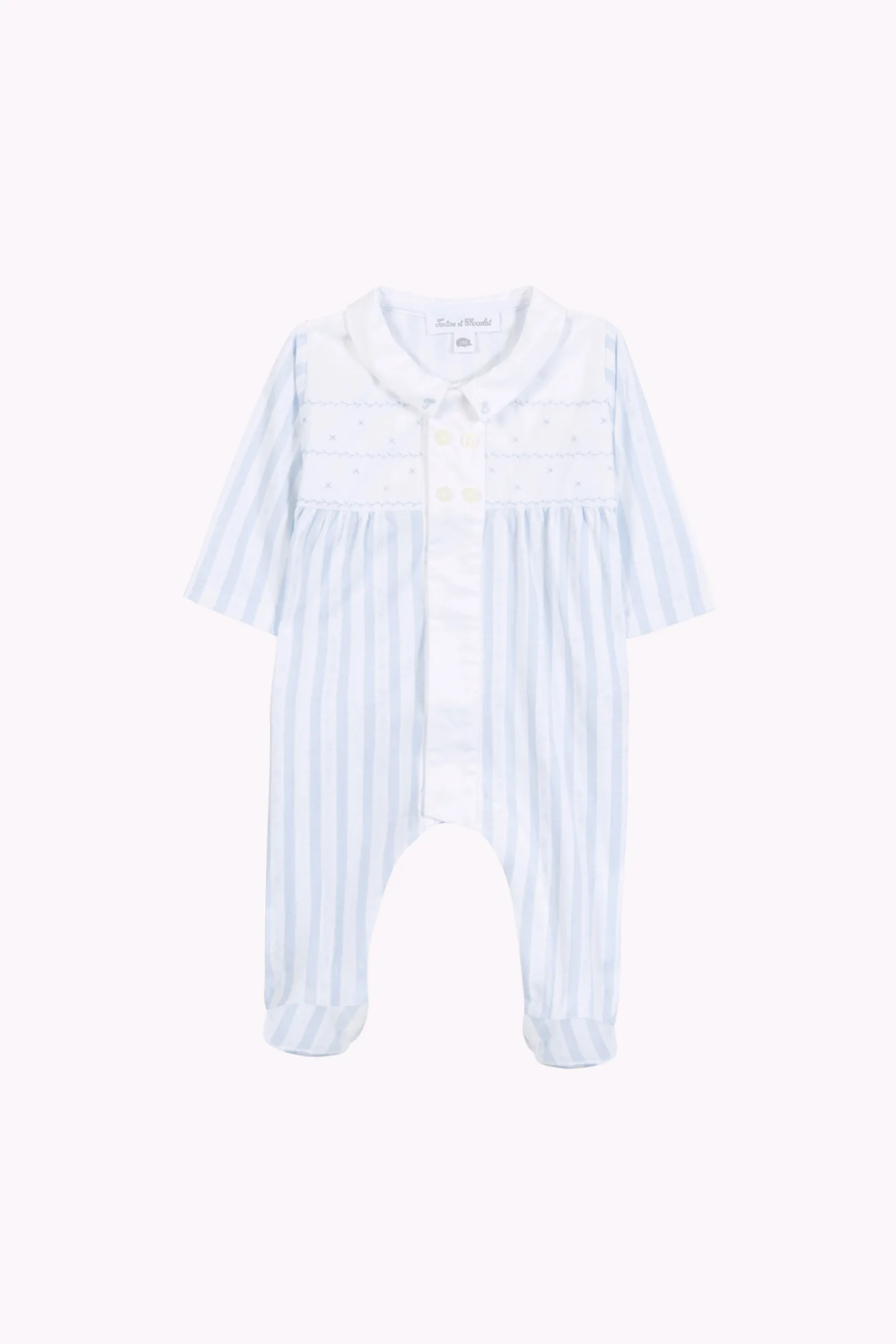 Pyjama - Bleu ciel coton rayures - Image 4