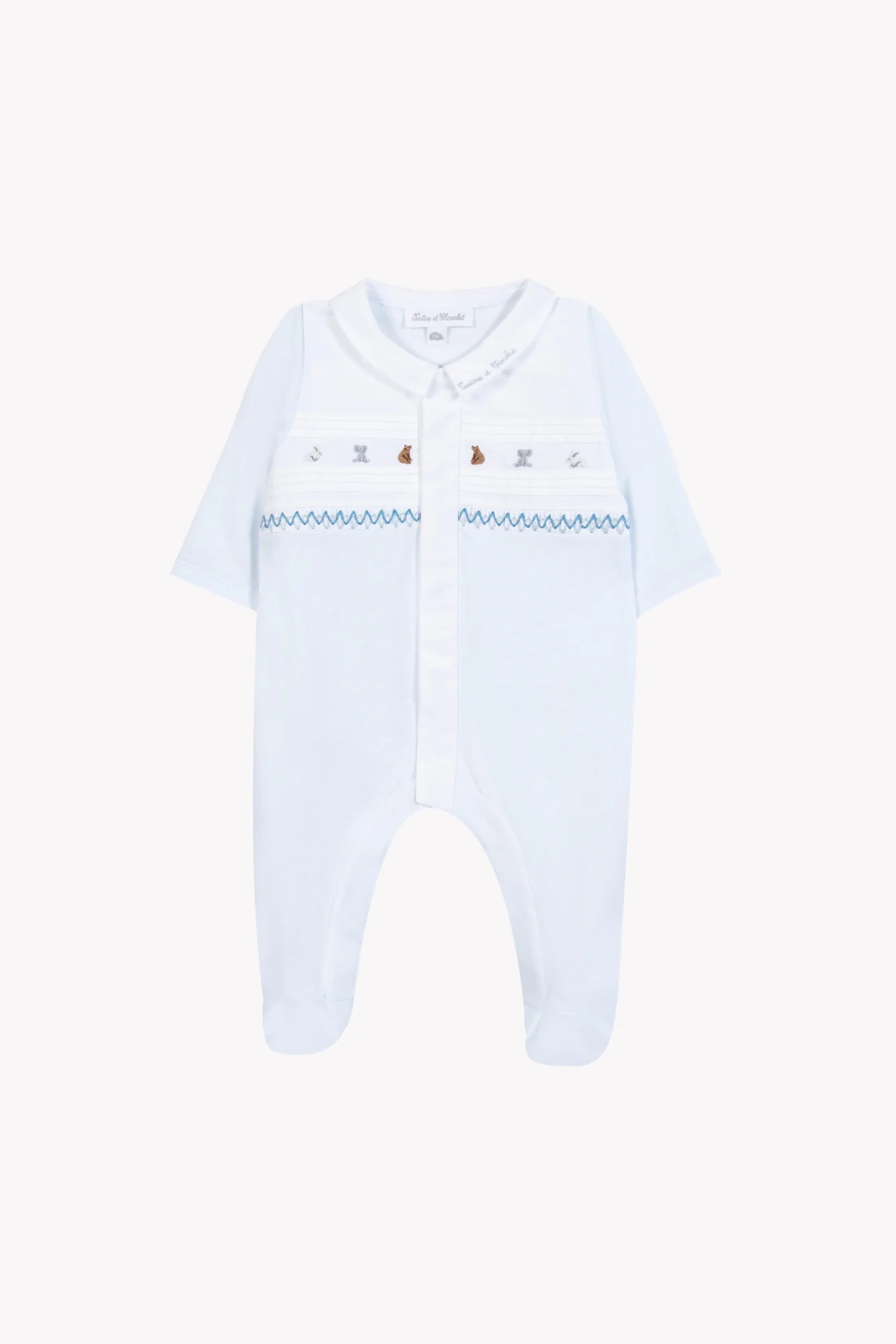 Pyjama - Bleu ciel coton plis religieux - Image 4