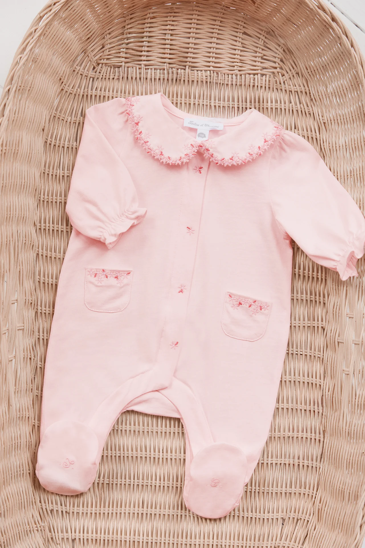 Pyjama - Rose pâle coton broderie