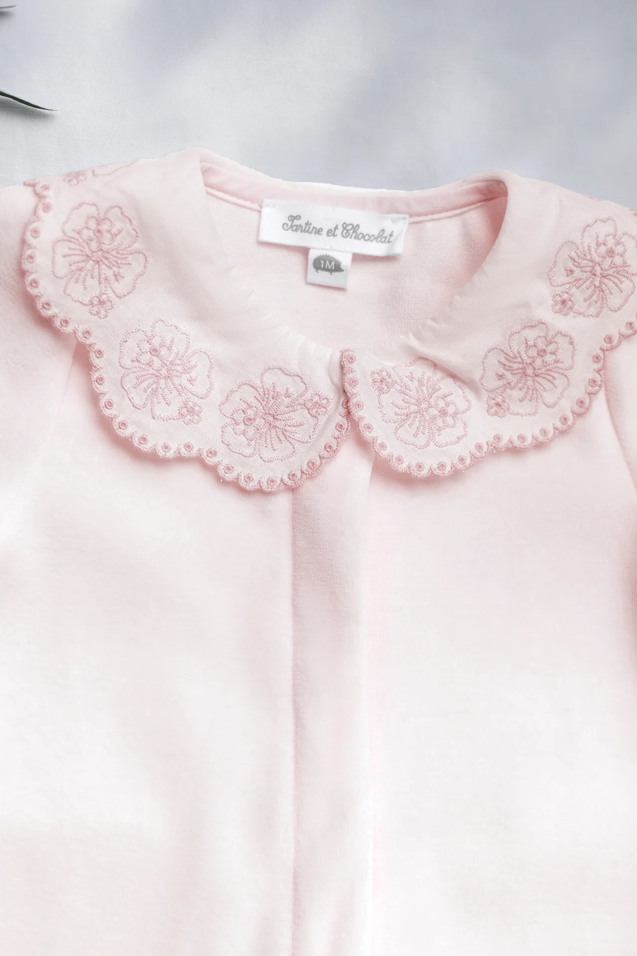 Pyjama - Rose pâle velours col claudine - Image 2