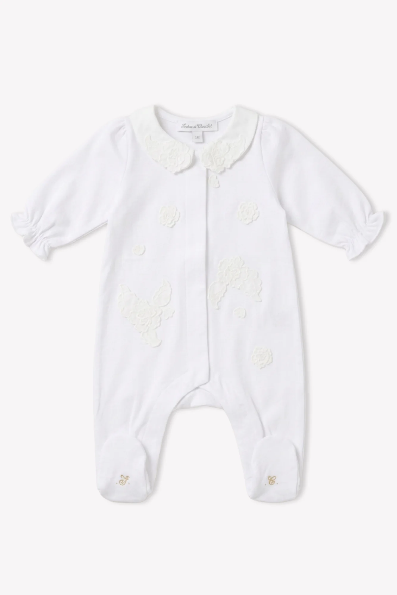 Pyjama - Blanc coton fleur relief