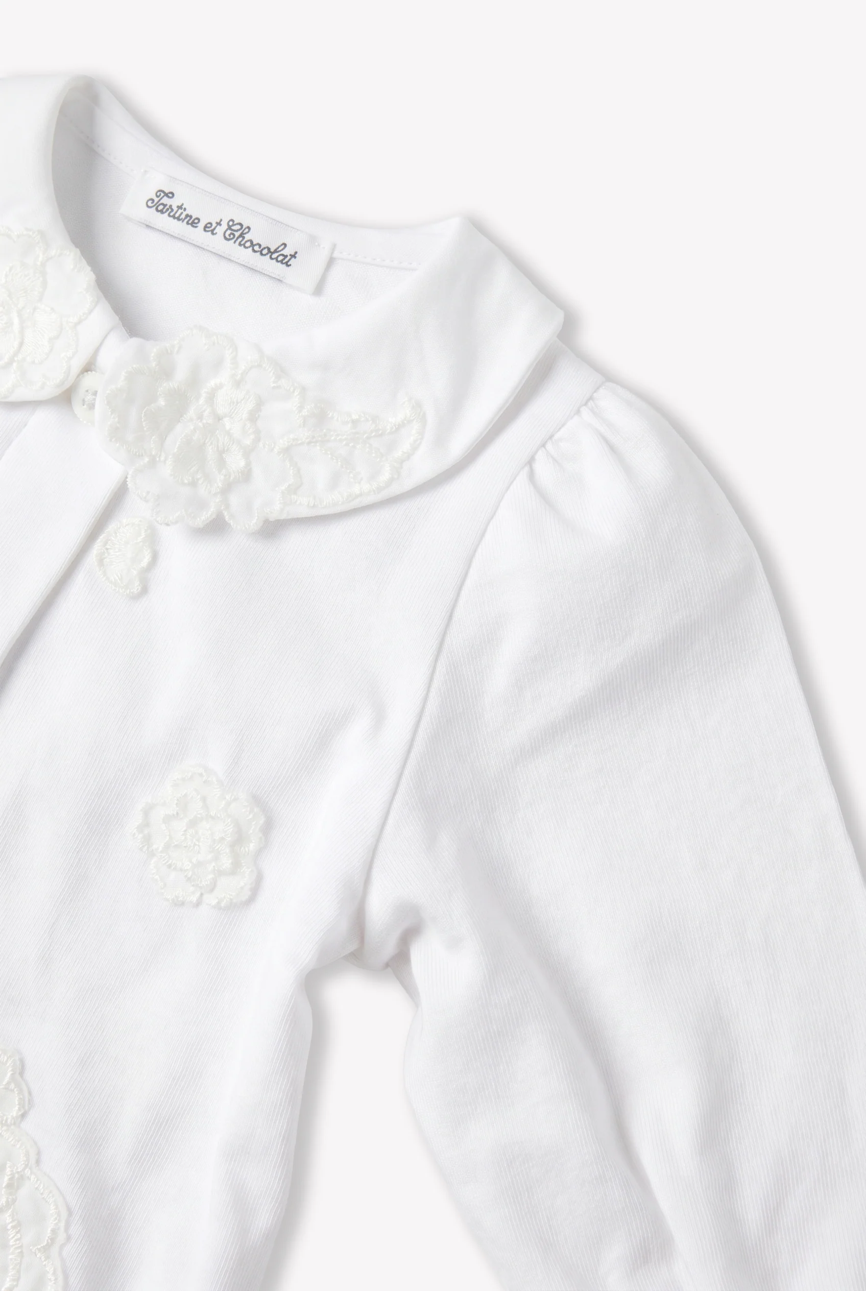 Pyjama - Blanc coton fleur relief - Image 3
