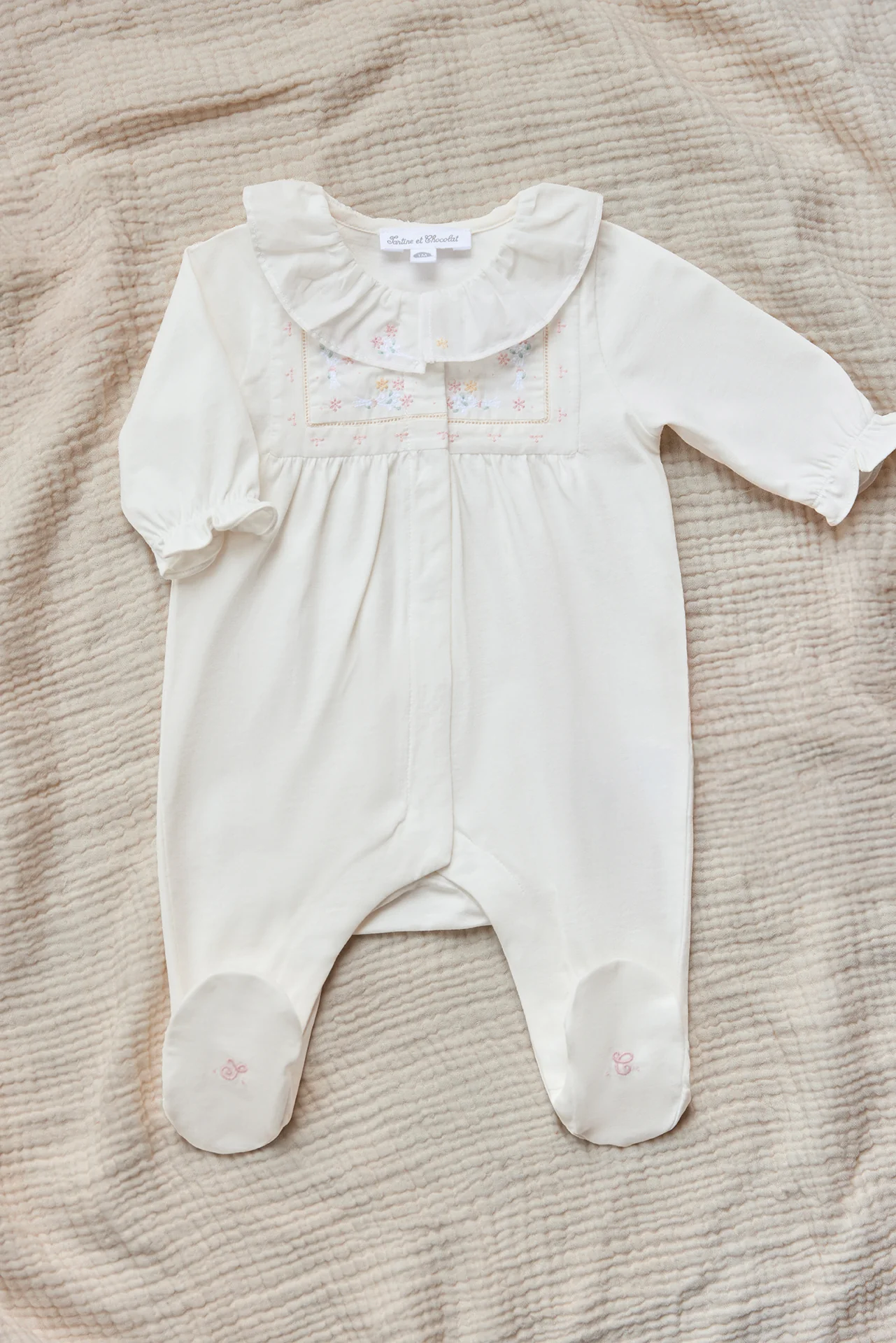 Pyjama - Ecru col coton volanté