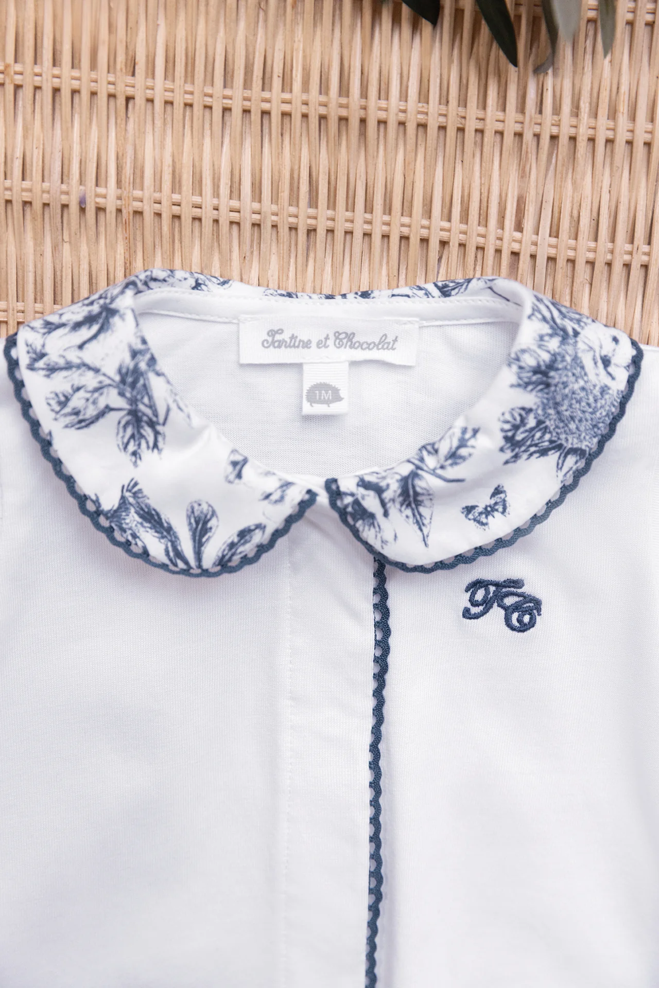 Pyjama - Marine coton imprimé inspiration Toile de Jouy - Image 6