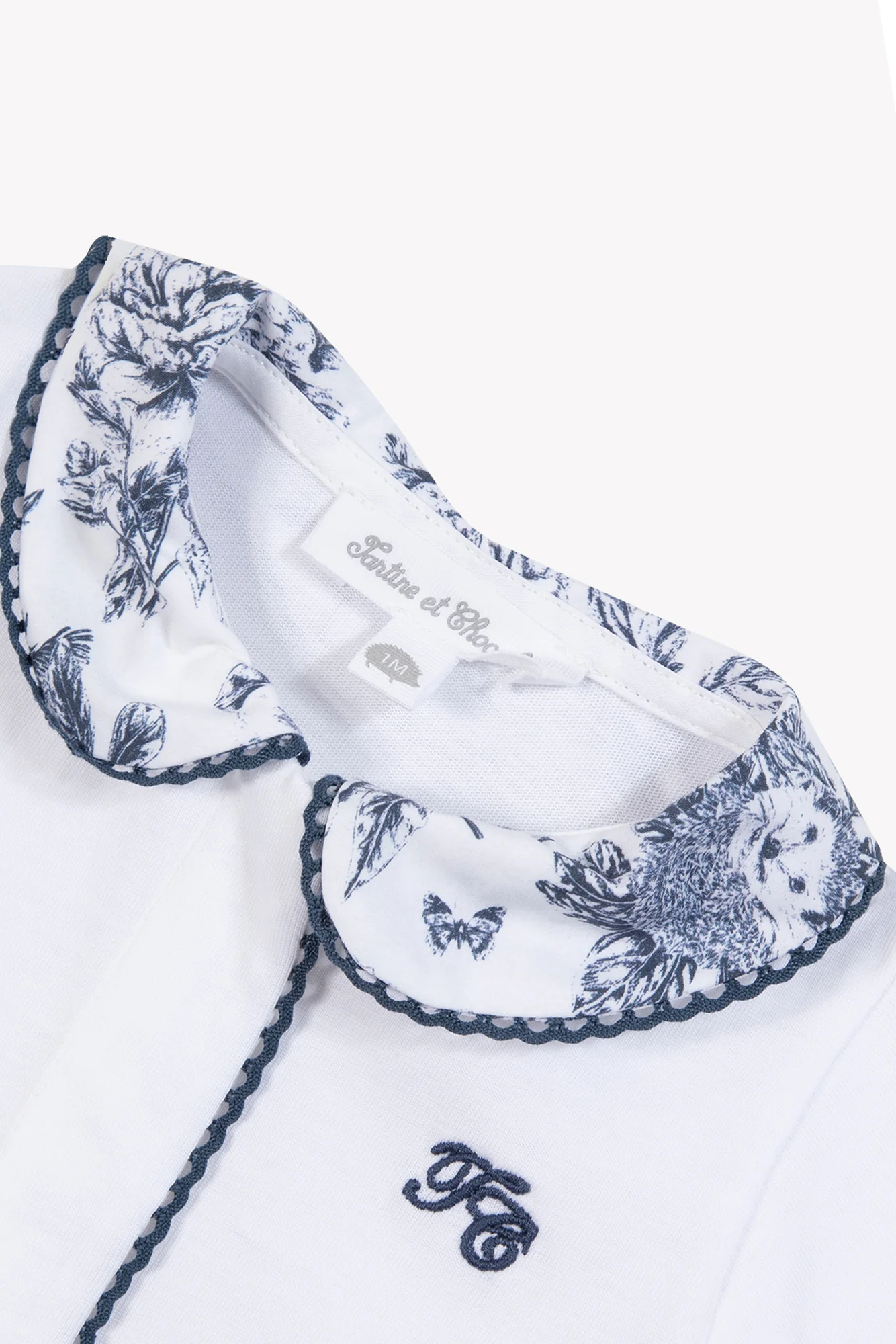 Pyjama - Marine coton imprimé inspiration Toile de Jouy - Image 9