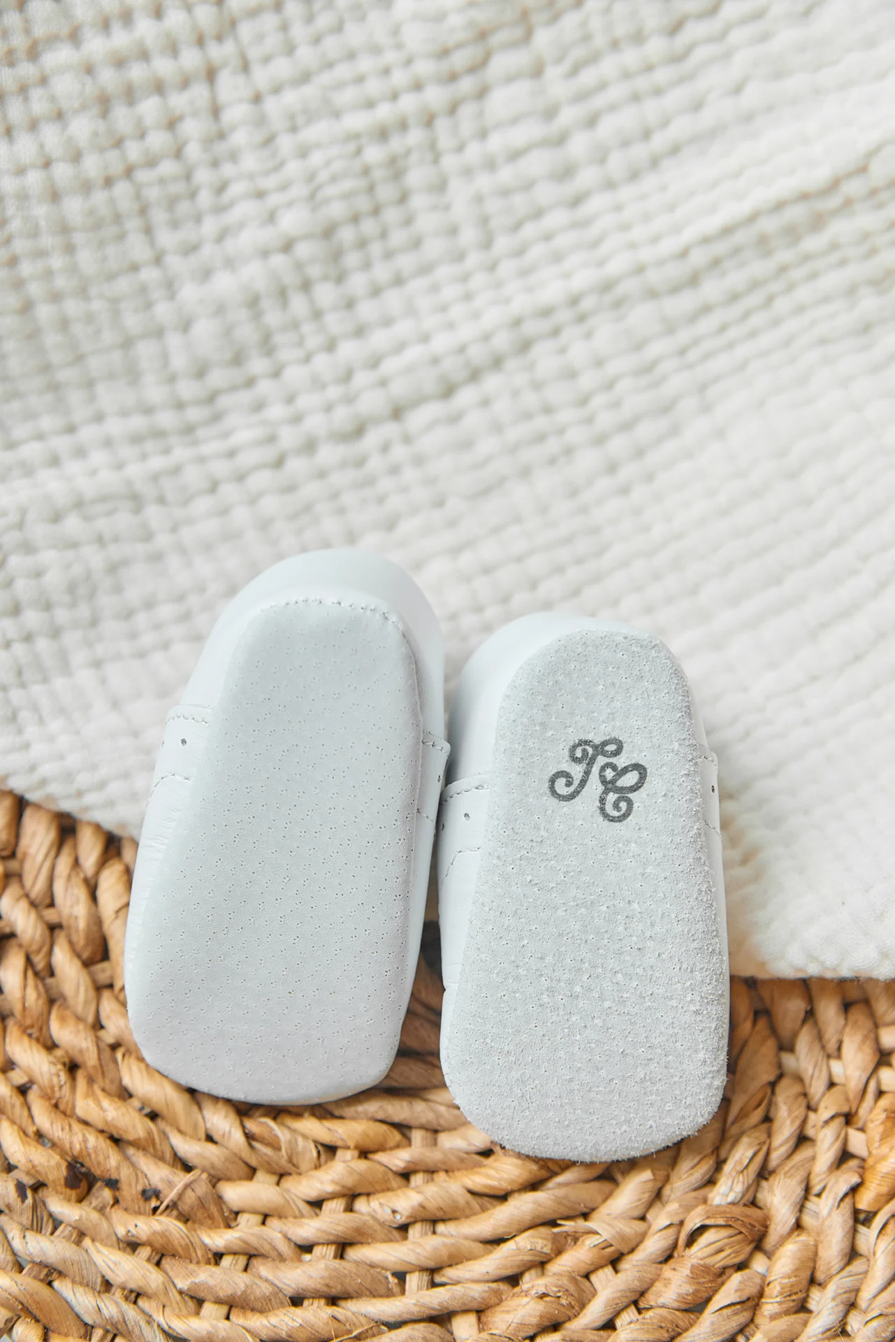 Chaussons - Blanc cuir lacets - Image 3