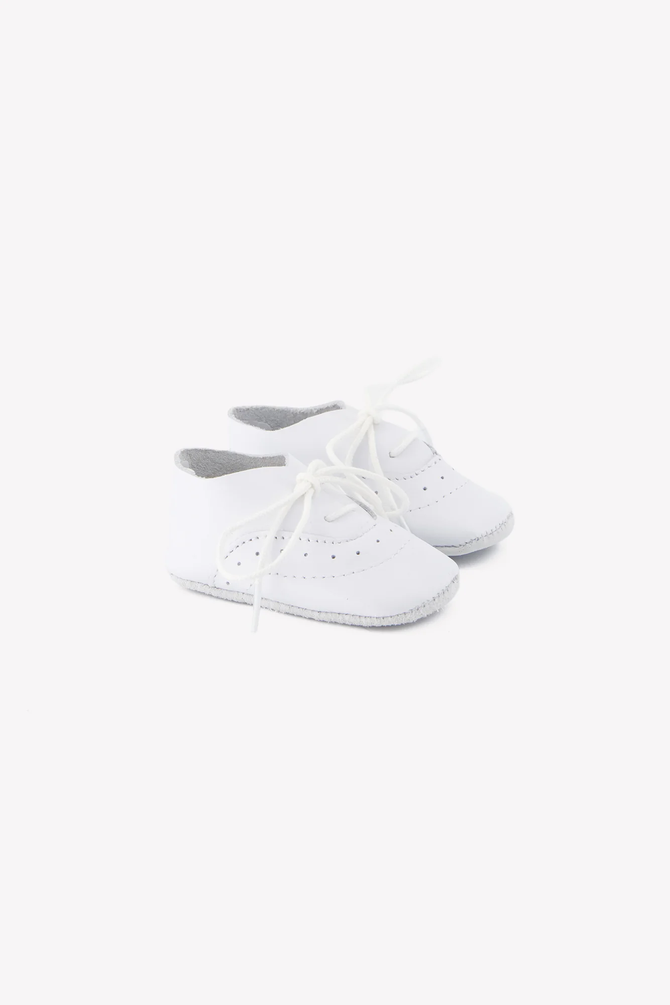 Chaussons - Blanc cuir lacets - Image 4