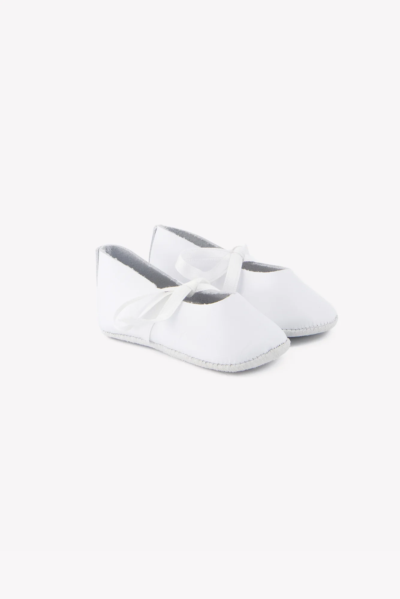 Chaussons Ballerines - Blanc cuir ruban - Image 3