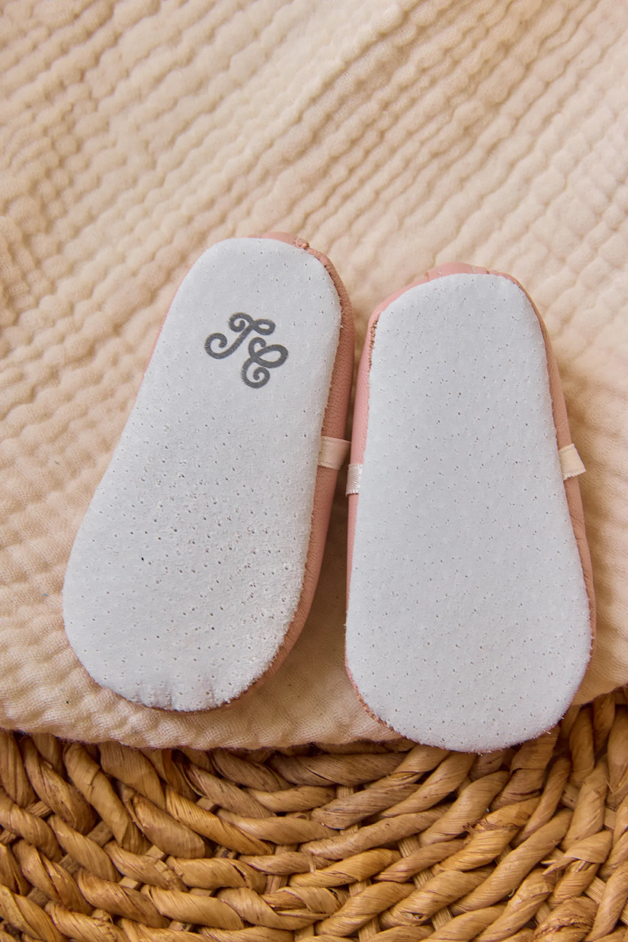 Chaussons Ballerines - Rose pâle cuir ruban - Image 3