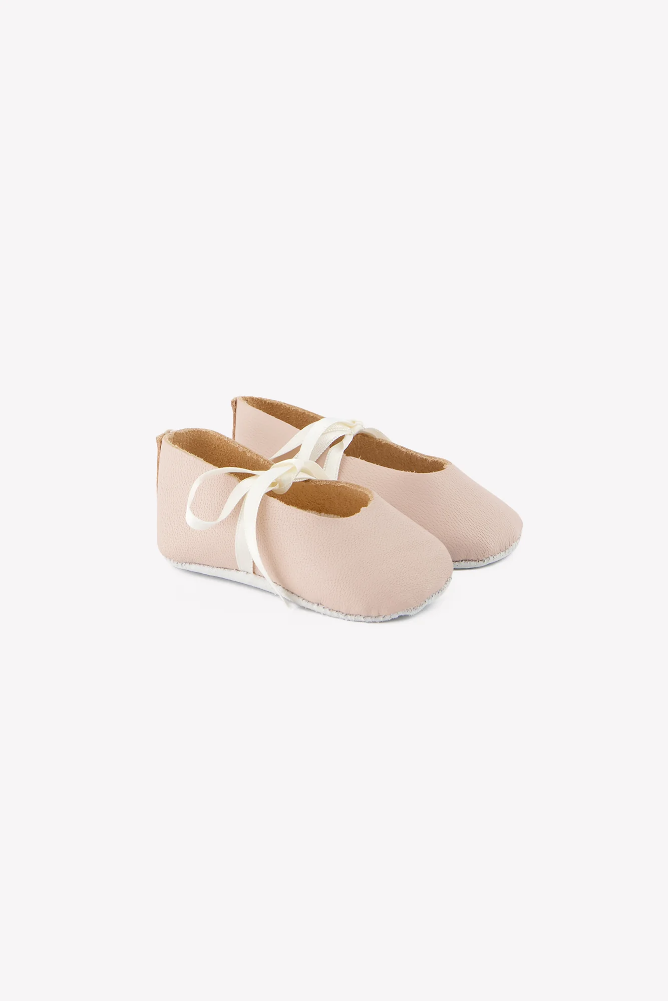 Chaussons Ballerines - Rose pâle cuir ruban - Image 4