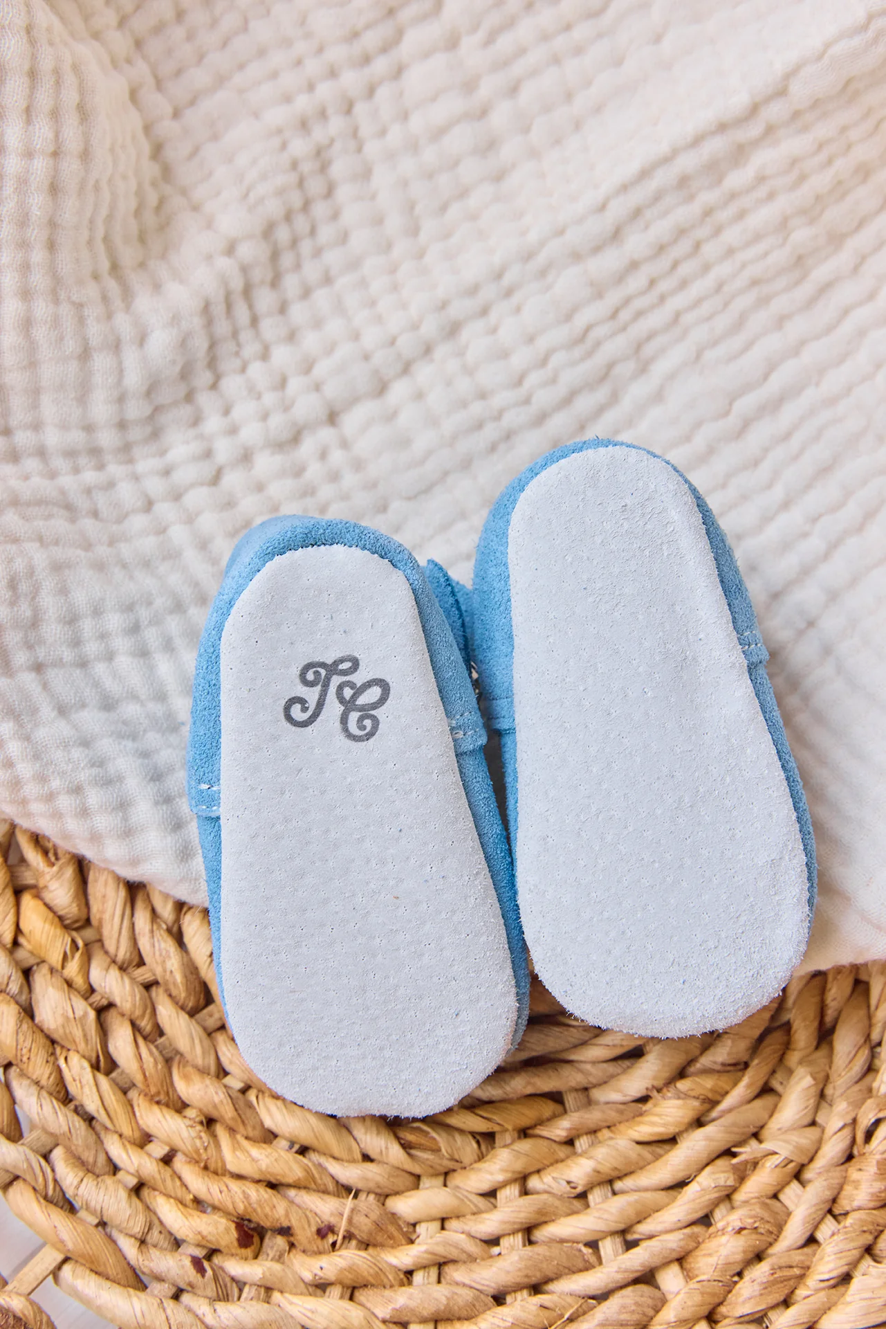 Chaussons Babies - Bleu nuage cuir ajouré - Image 3