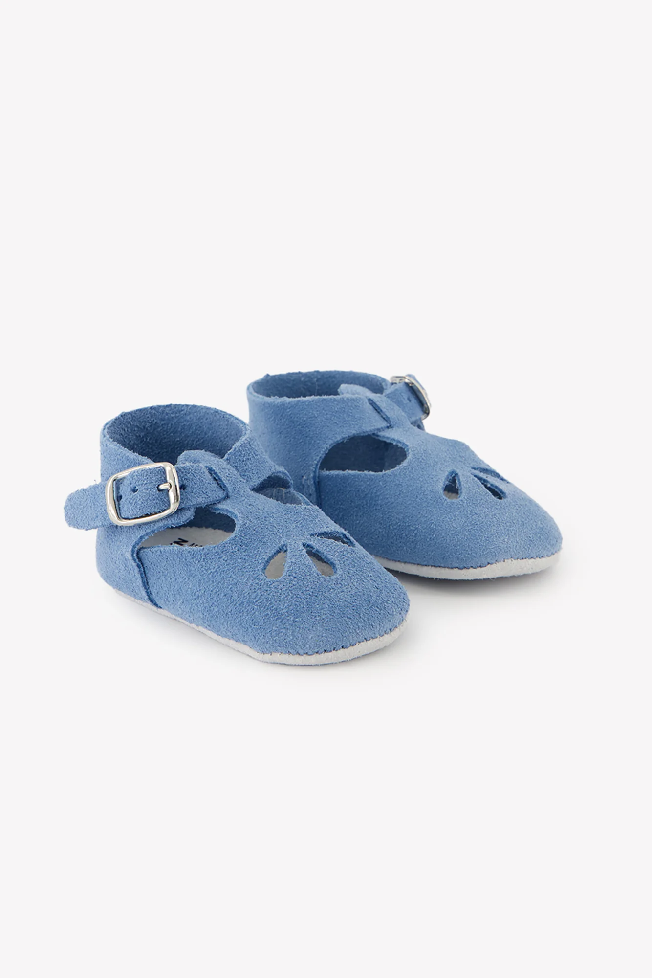 Chaussons Babies - Bleu nuage cuir ajouré - Image 4