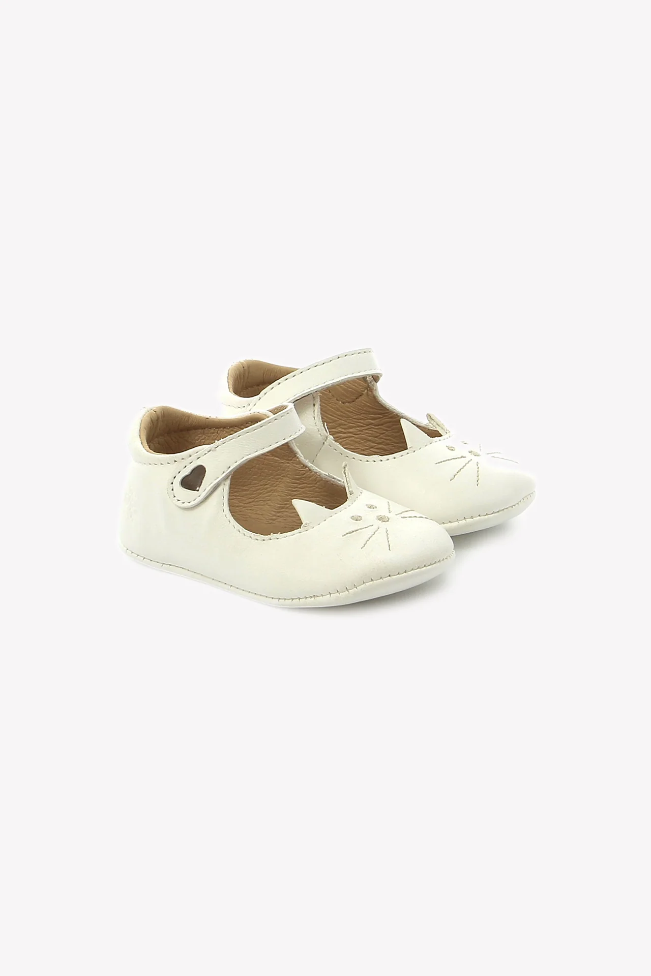 Chaussons - Cuir Chat Ecru