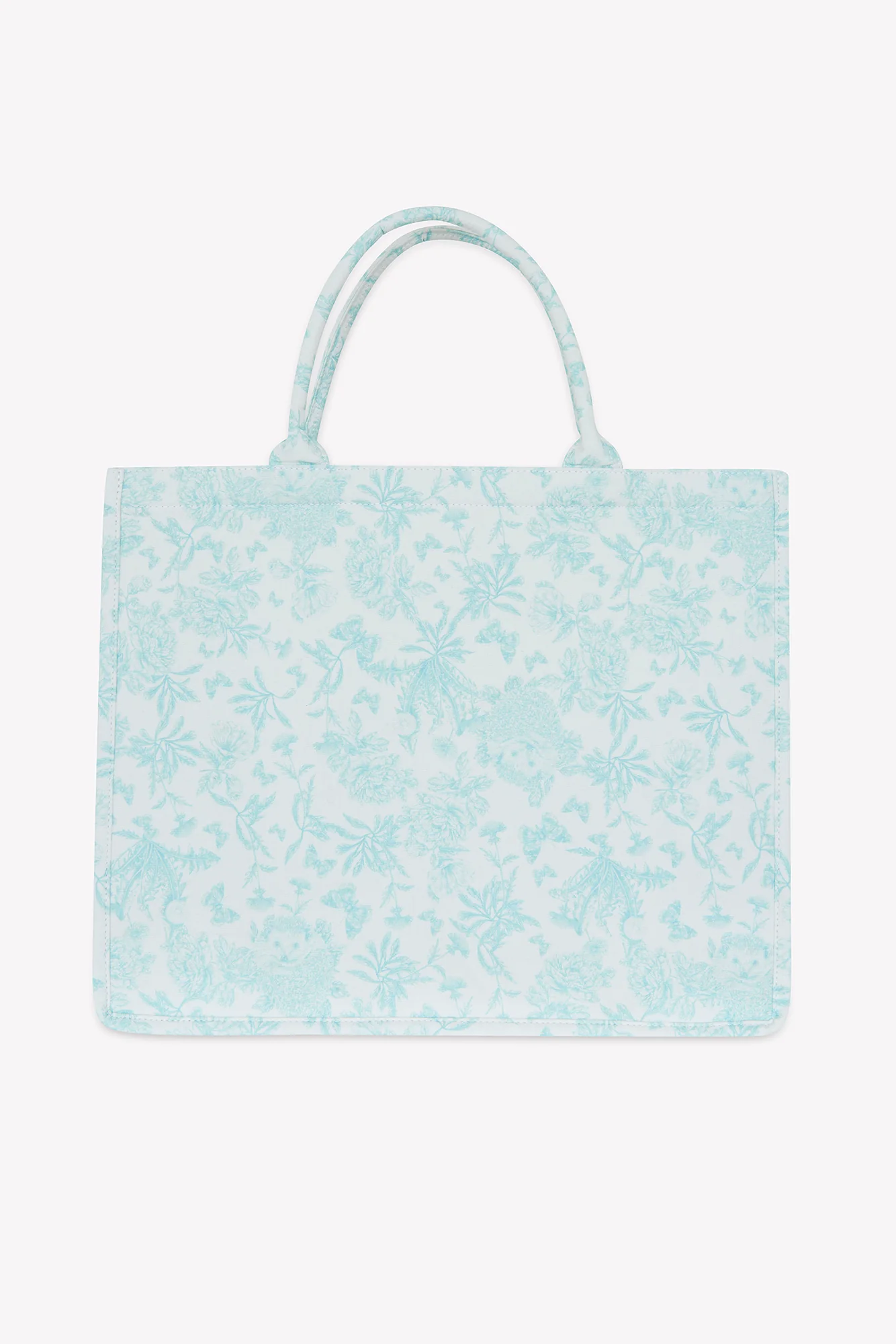 Grand cabas - Vert imprimé inspiration Toile de Jouy - Image 3