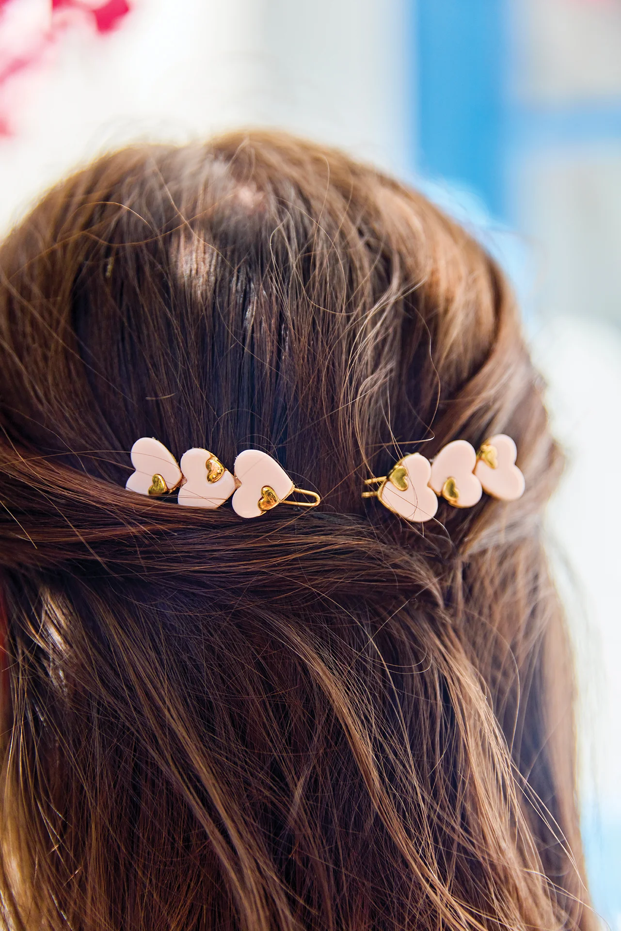 Barrettes - Rose pâle cœur doré - Image 2