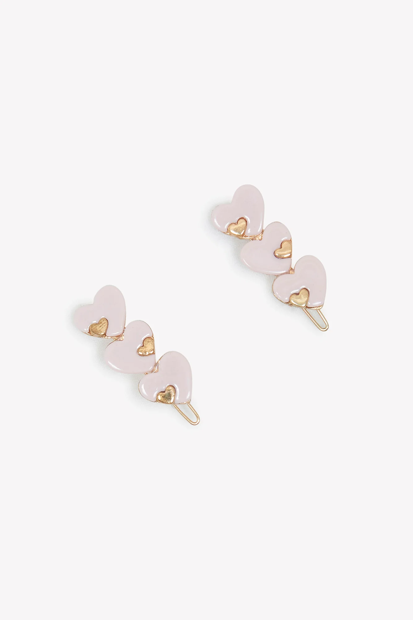 Barrettes - Rose pâle cœur doré - Image 4