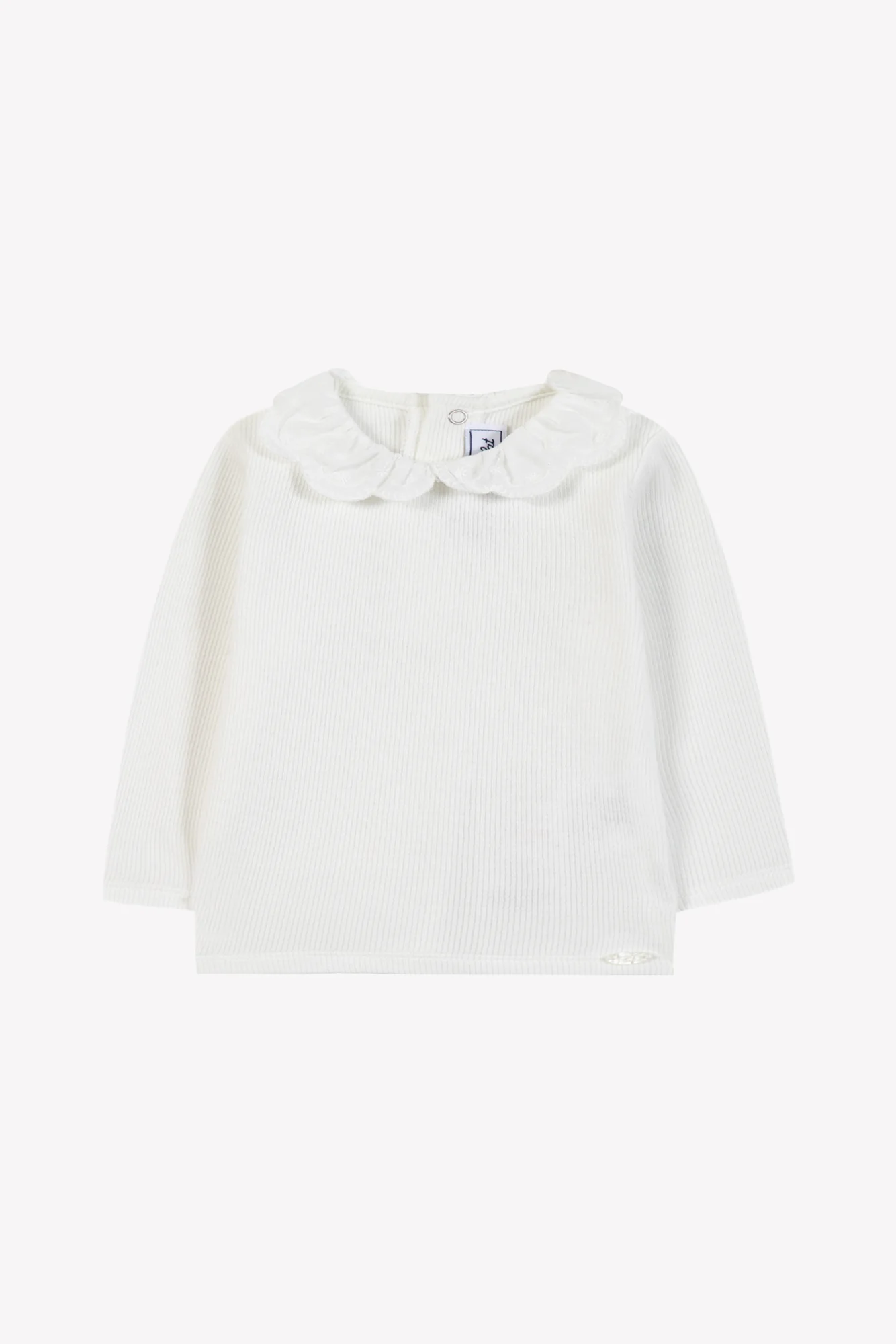 Sous-pull - Ecru coton col volanté - Image 4