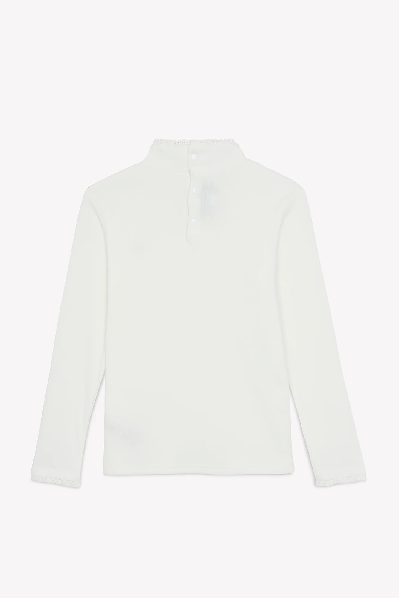 Sous pull - Ecru coton col cheminé - Image 5