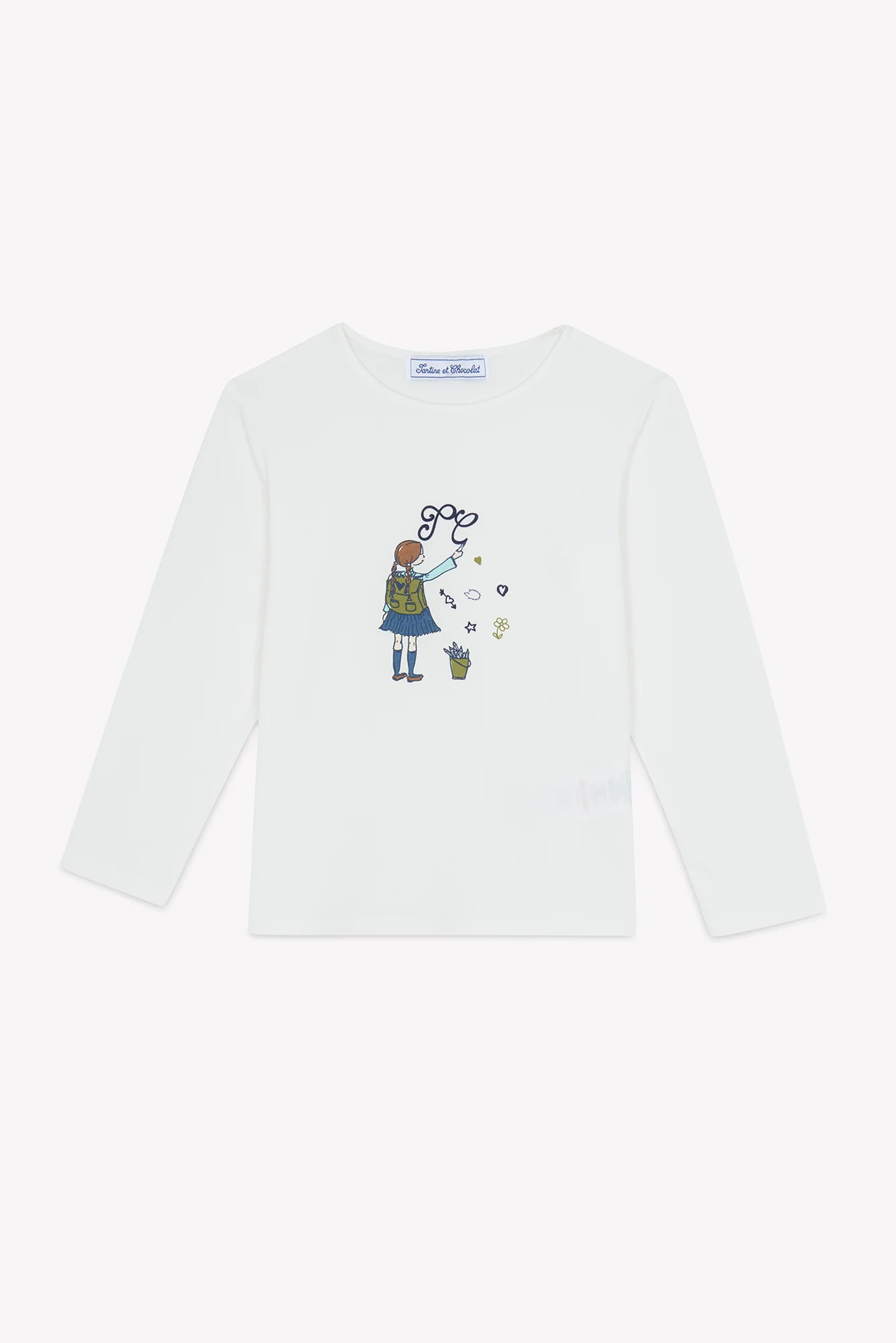 T-shirt - Marine coton col rond - Image 3