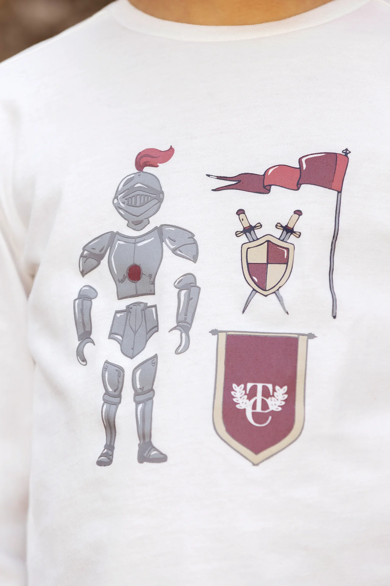 T-shirt - Bordeaux coton imprimé chevalier - Image 2