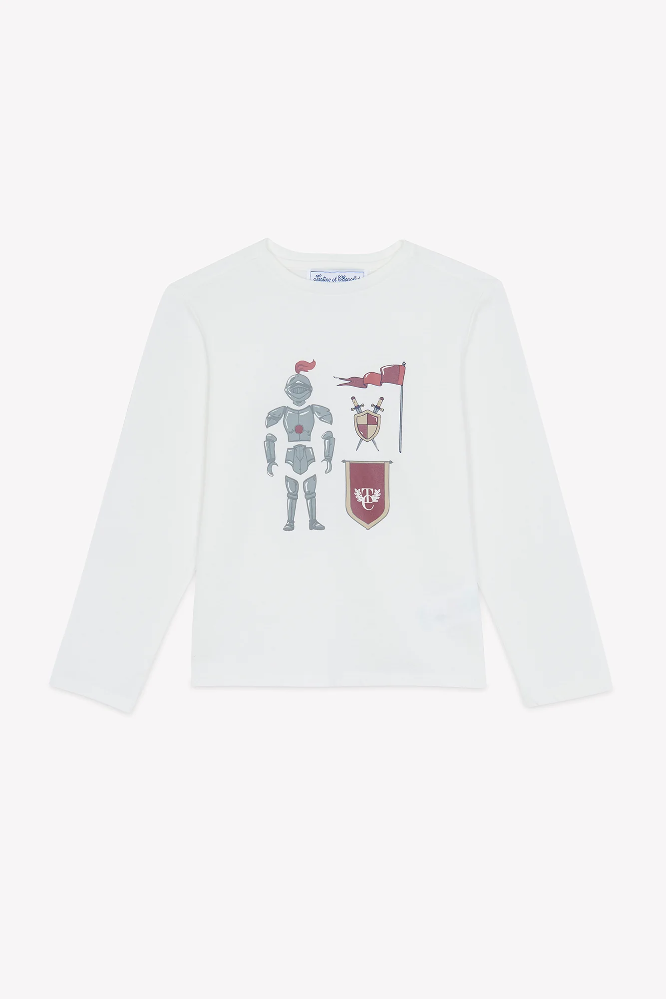 T-shirt - Bordeaux coton imprimé chevalier - Image 3