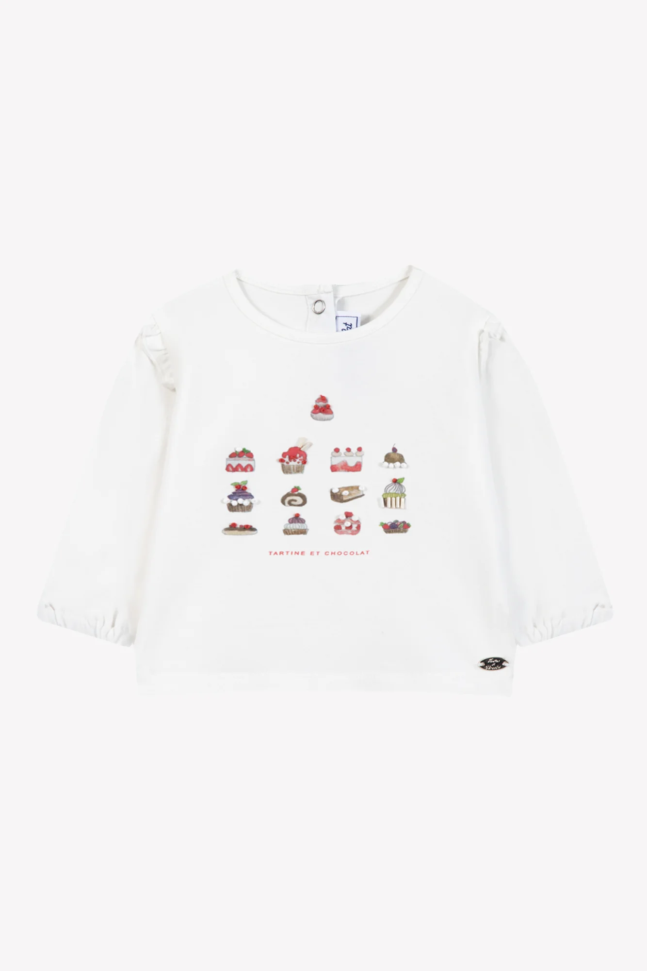 T-shirt - Cerise coton imprimé gâteaux - Image 3