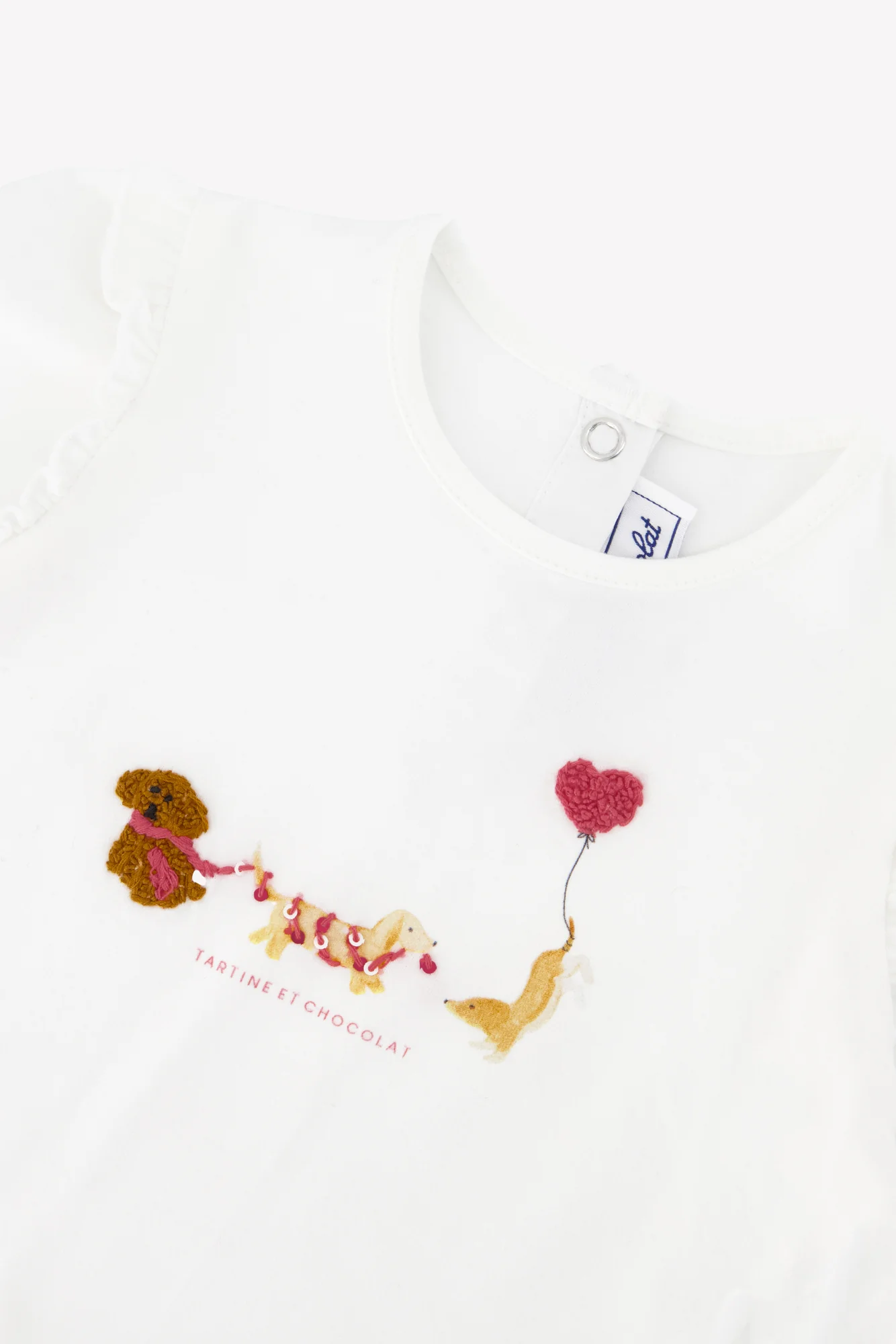 T-shirt - Ecru coton imprimé chien - Image 3