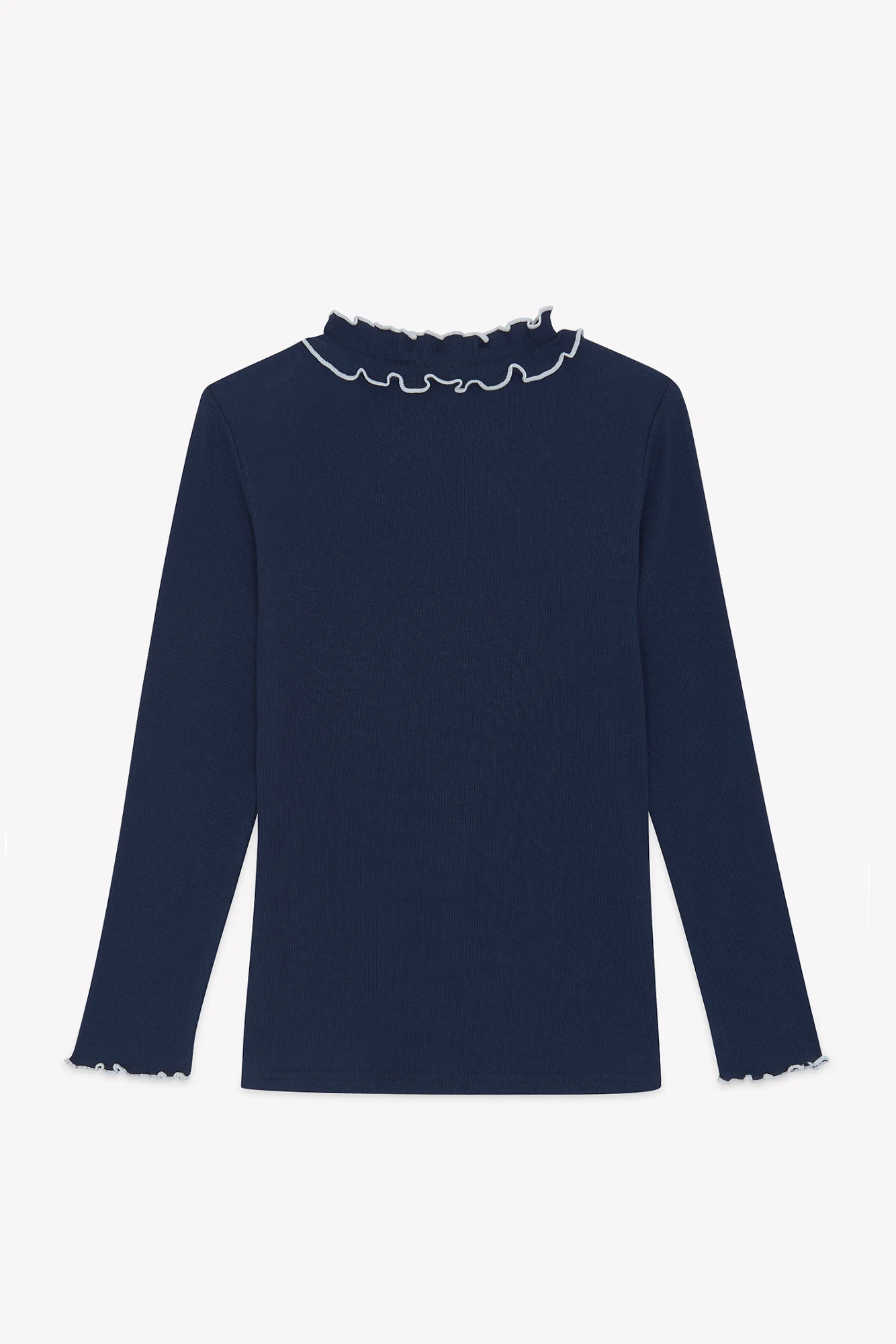 T-shirt - Marine coton col volanté - Image 5