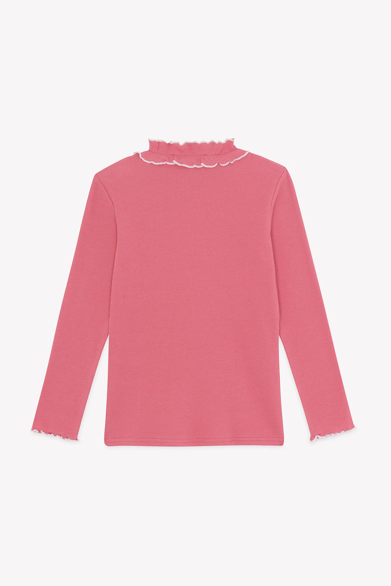 T-shirt - Rose pivoine coton col volanté - Image 5