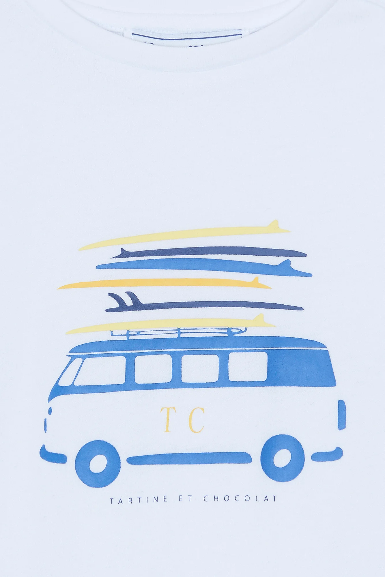 T-shirt - Blanc coton imprimé surf - Image 3