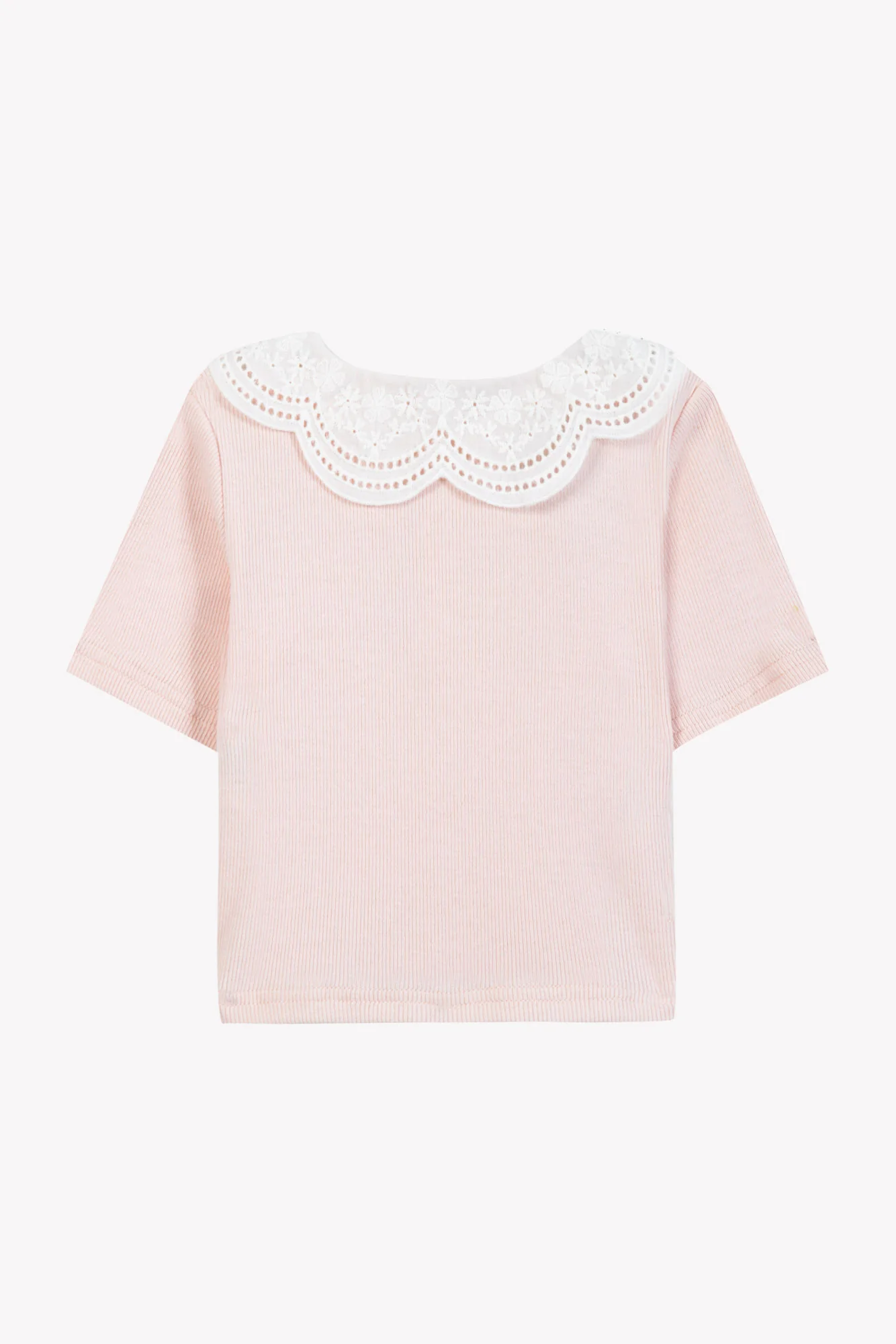 T-shirt - Rosée coton col festonné broderie anglaise