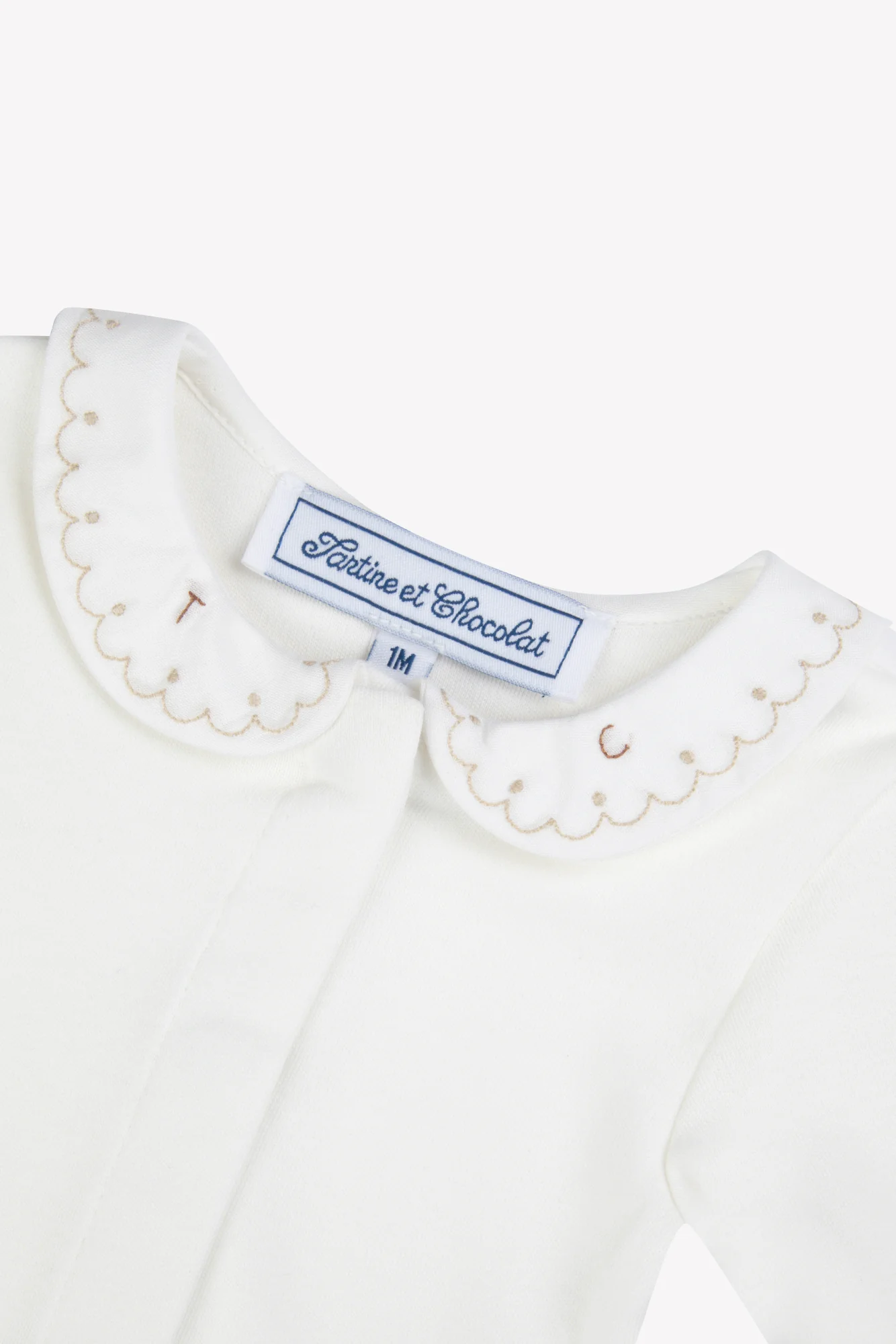 Body - Beige coton col brodé - Image 3