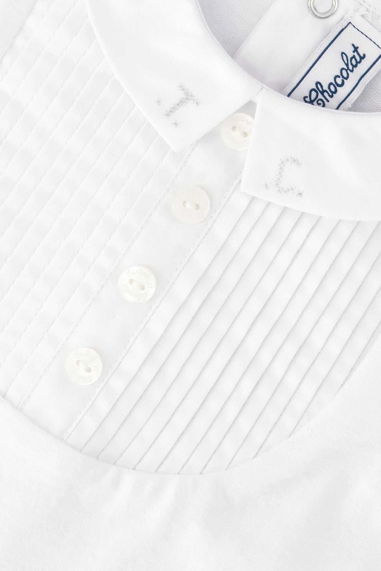 Body - Blanc coton col pointu plis religieux - Image 4