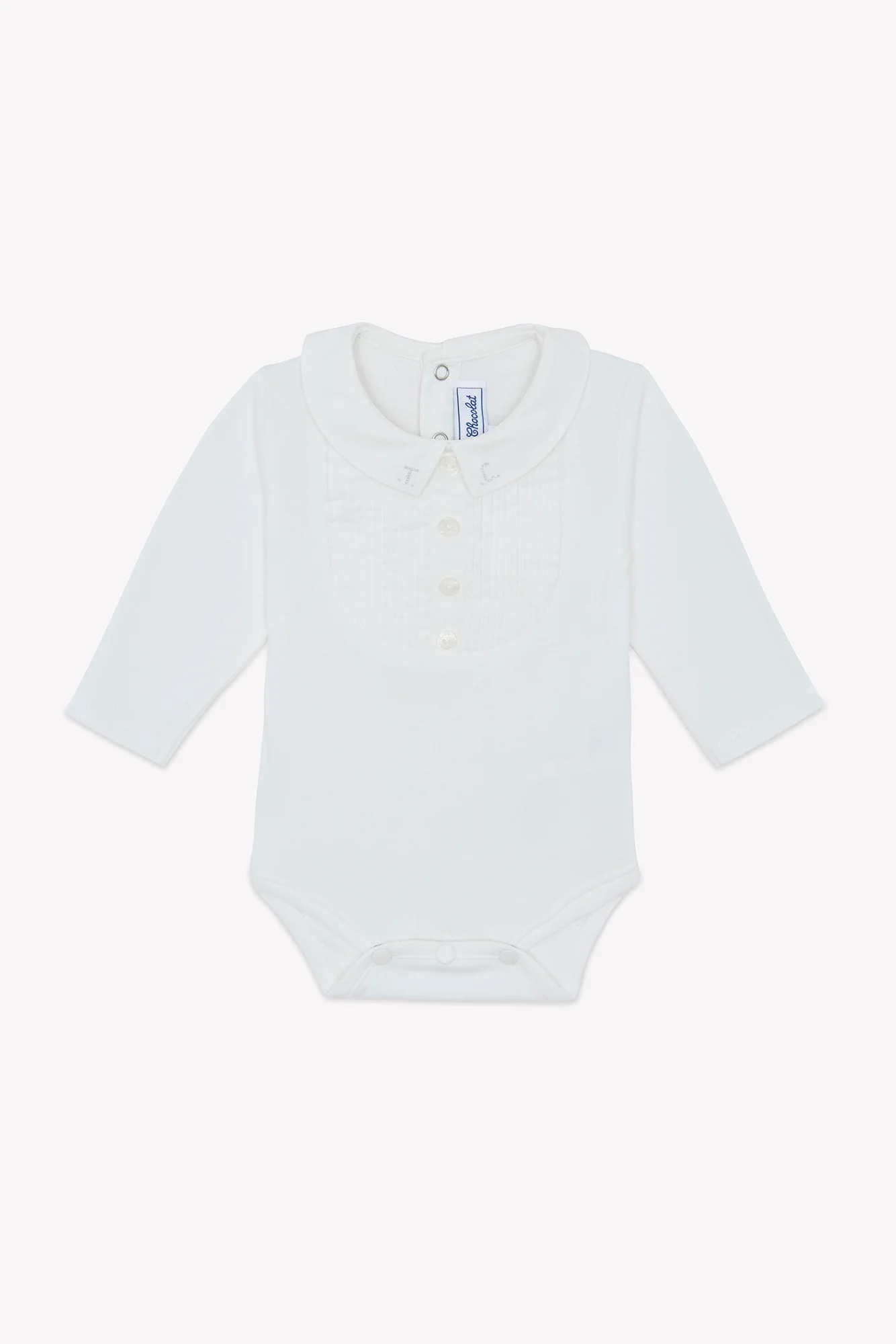 Body - Ecru coton col pointu plis religieux