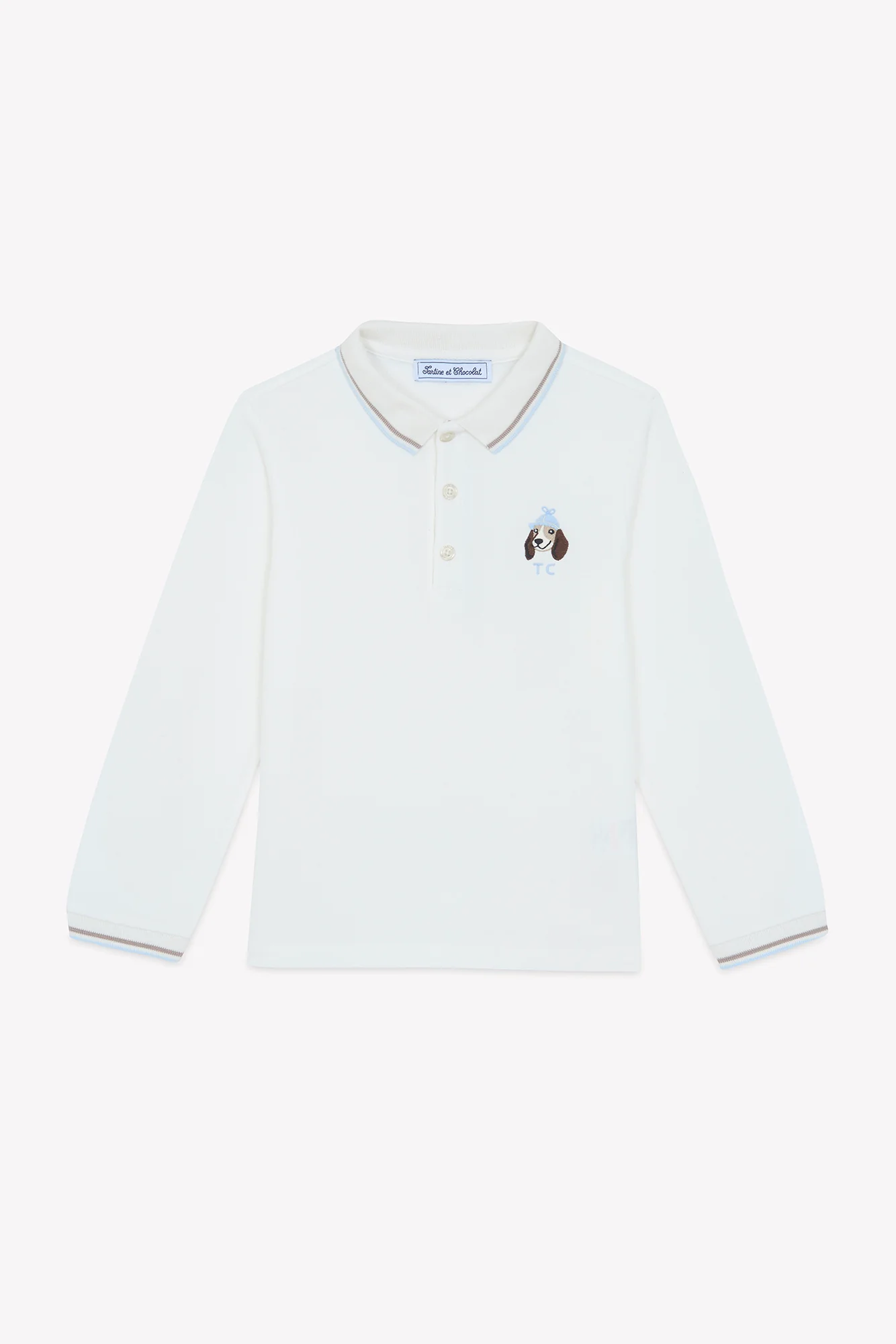 Polo - Ecru coton broderie chien - Image 3
