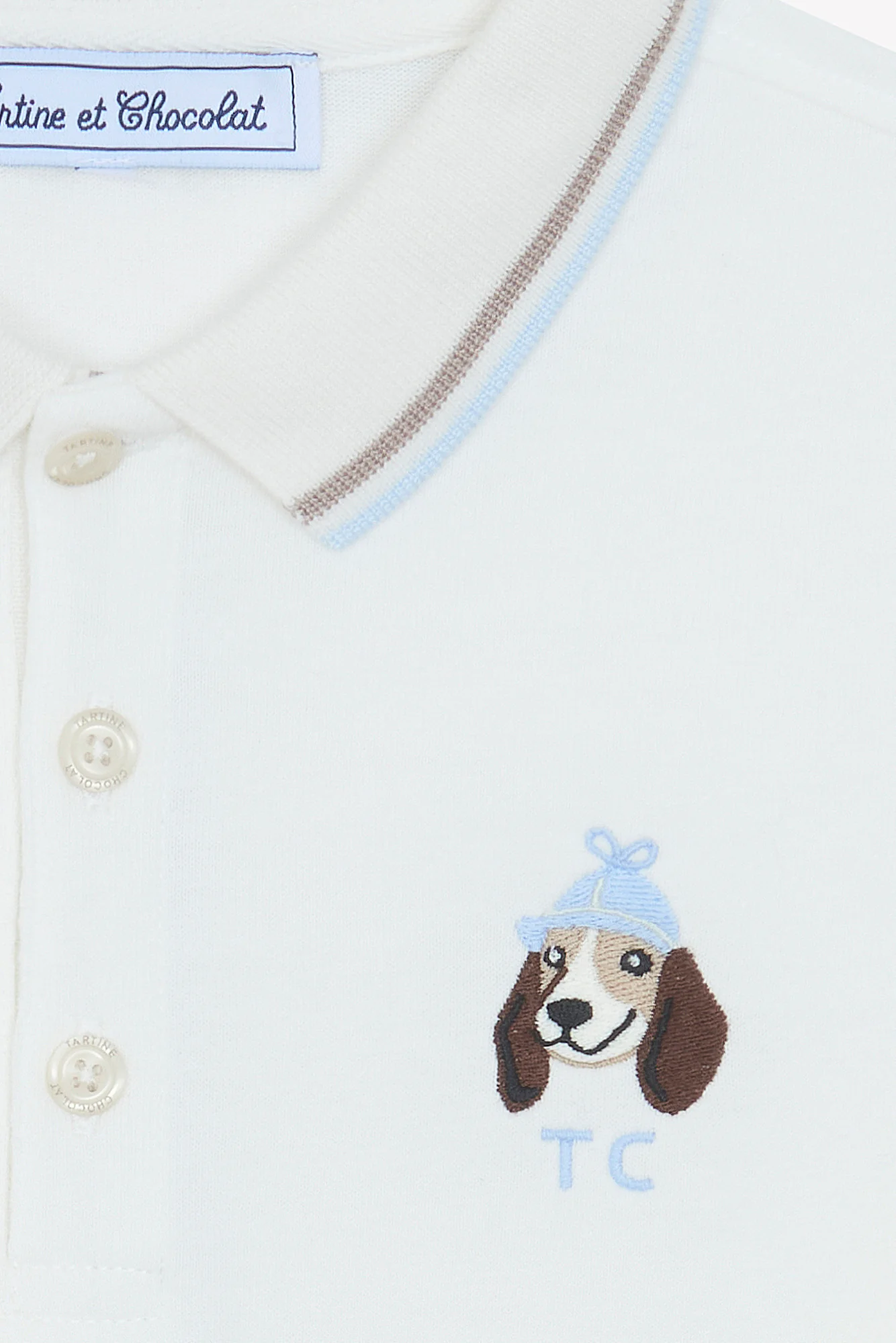 Polo - Ecru coton broderie chien - Image 5