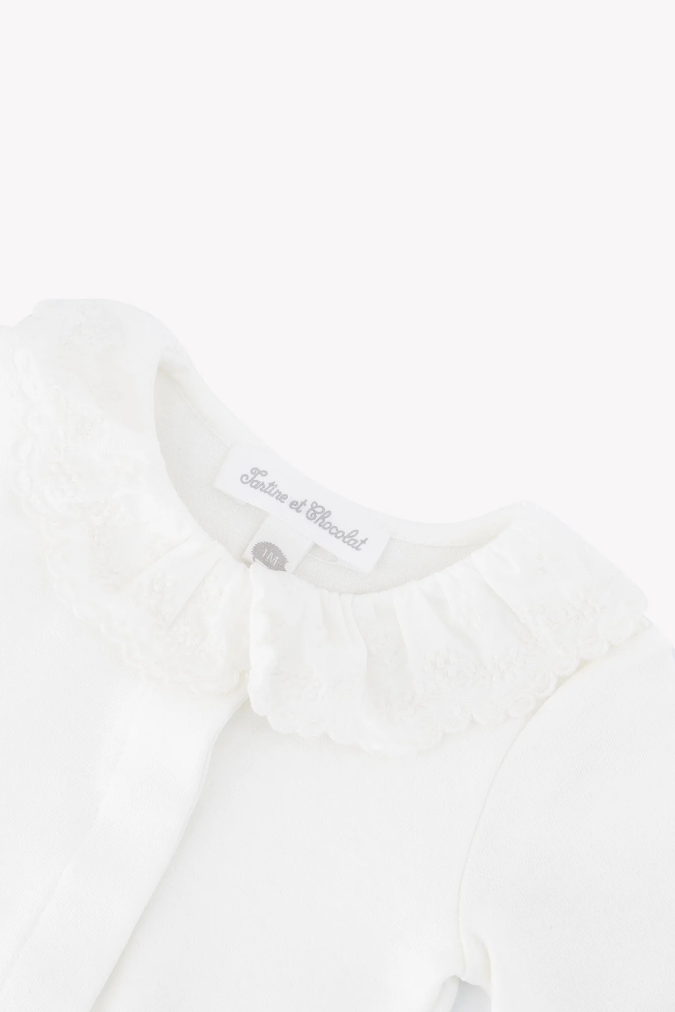 Body - Ecru coton col volanté broderie - Image 3