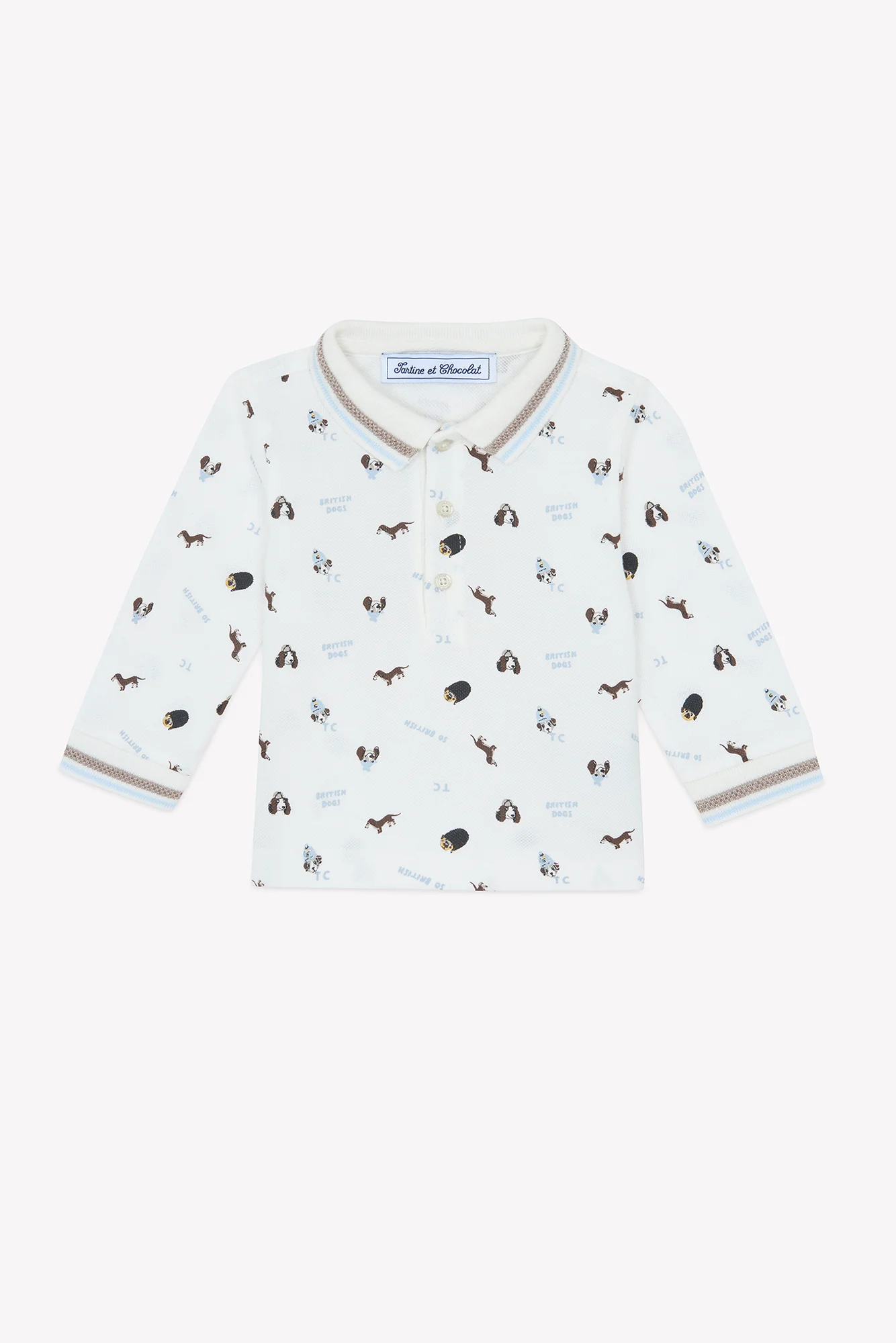 Polo - Ecru col pointu motifs