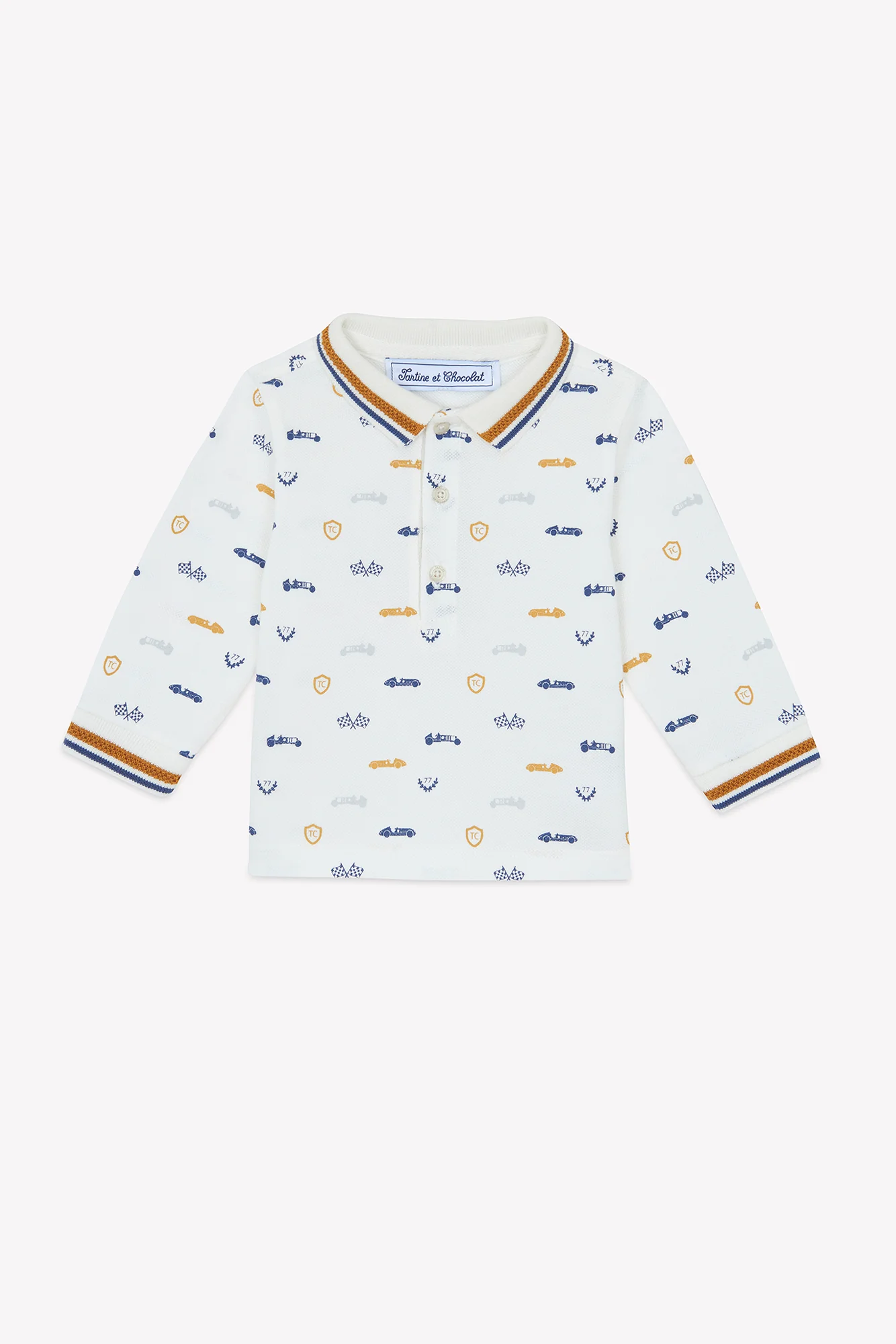 Polo - Moutarde col pointu motifs