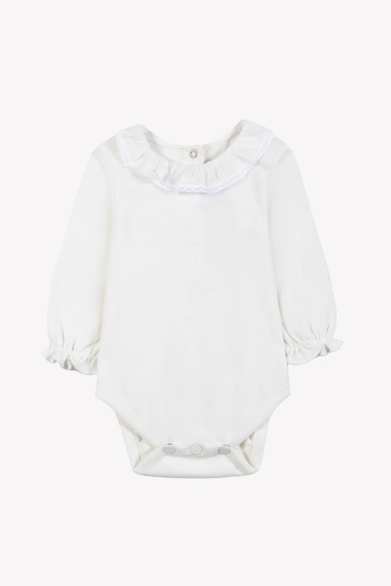 Body - Ecru coton col volanté dentelle fine - Image 3