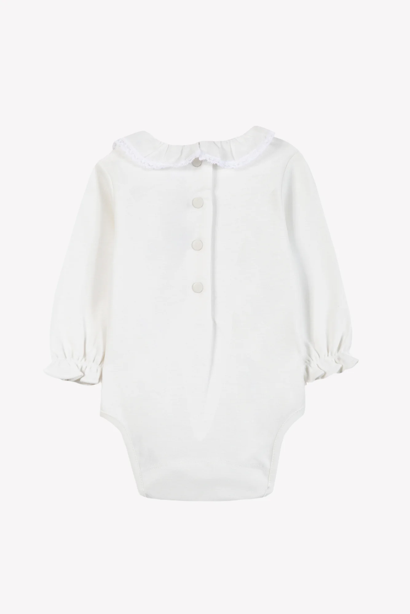 Body - Ecru coton col volanté dentelle fine - Image 4