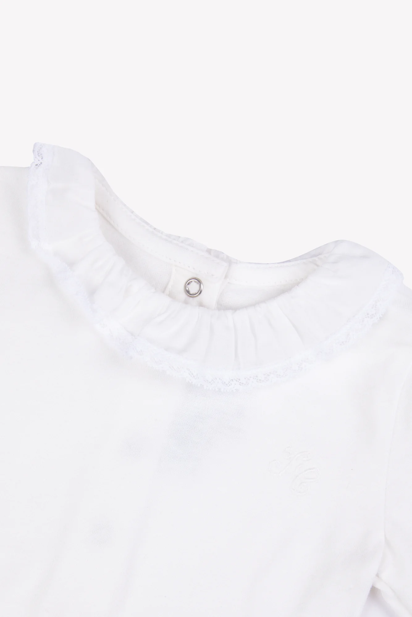 Body - Ecru coton col volanté dentelle fine - Image 5