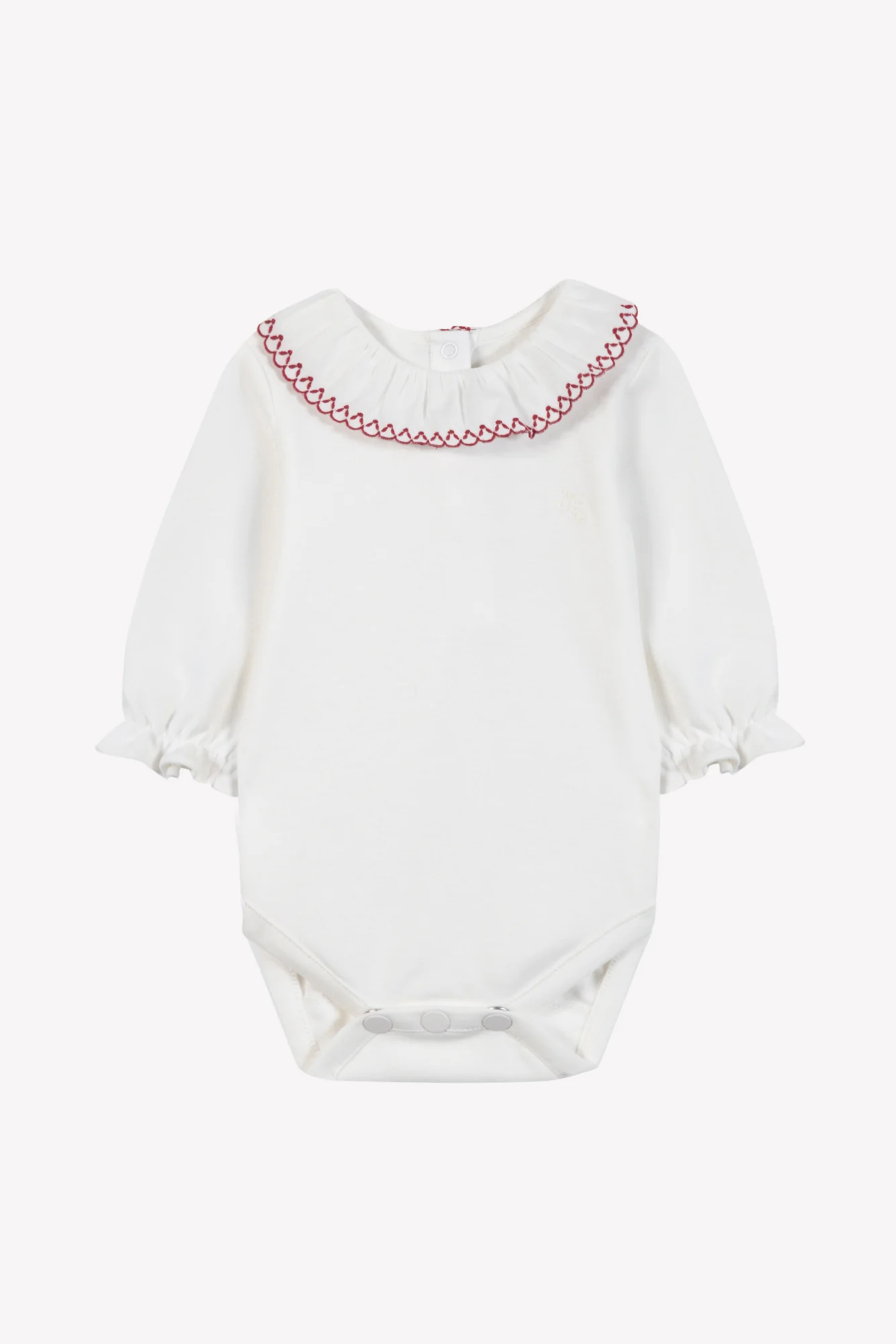 Body -  Cerise coton col volanté broderie