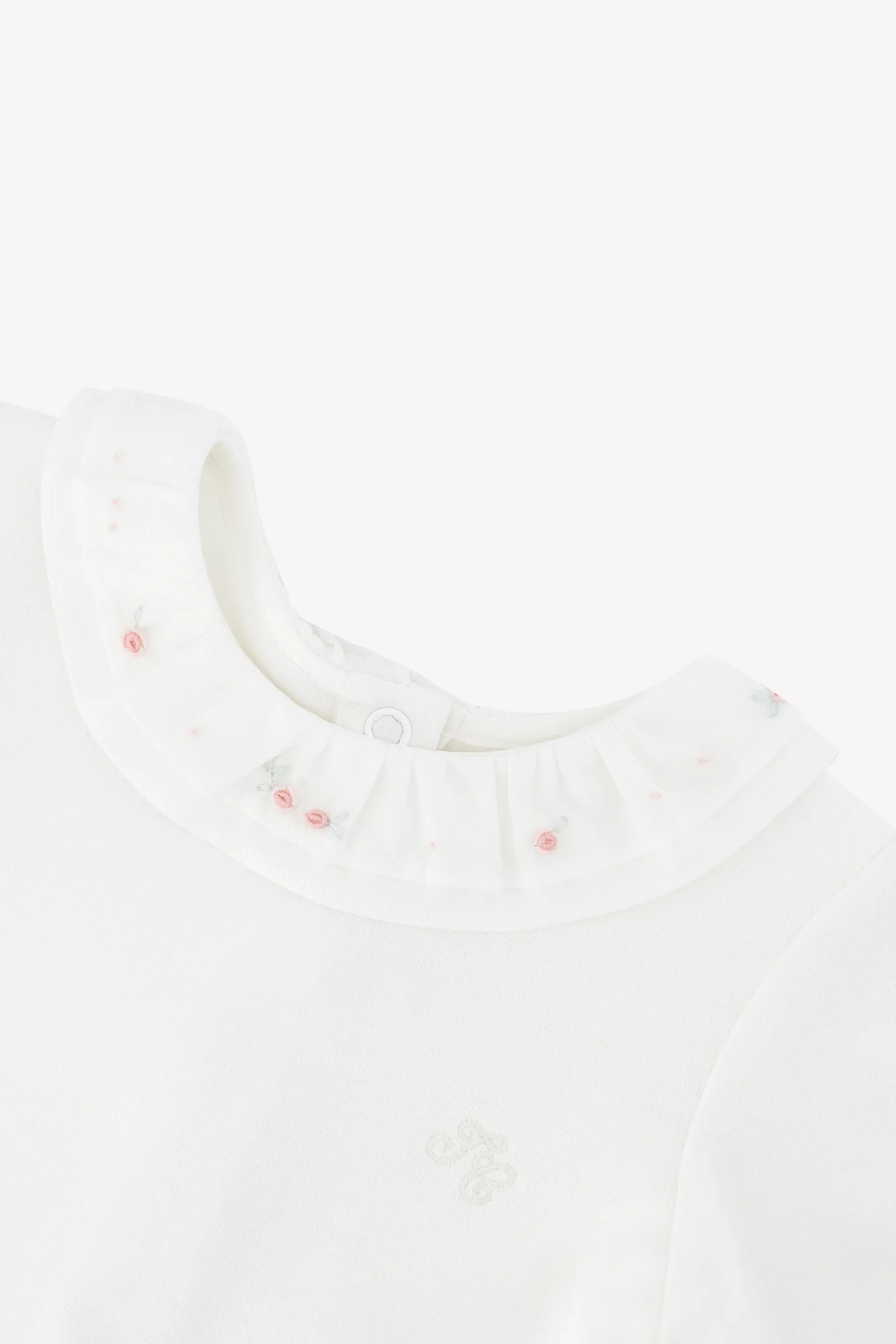 Body - Rosée coton col volanté  broderies fleurs - Image 3