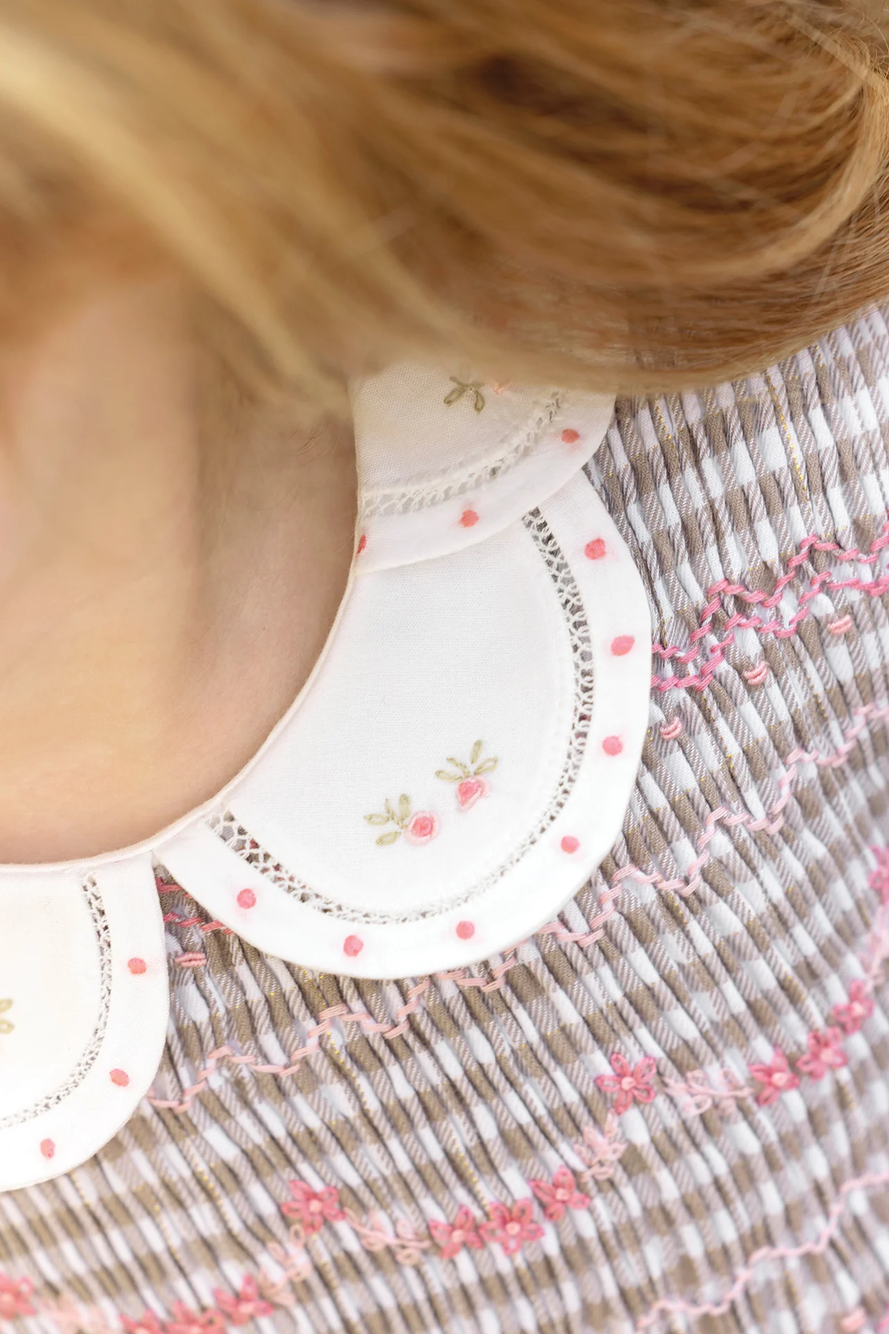 Body - Blush coton col Claudine festonné fleuri